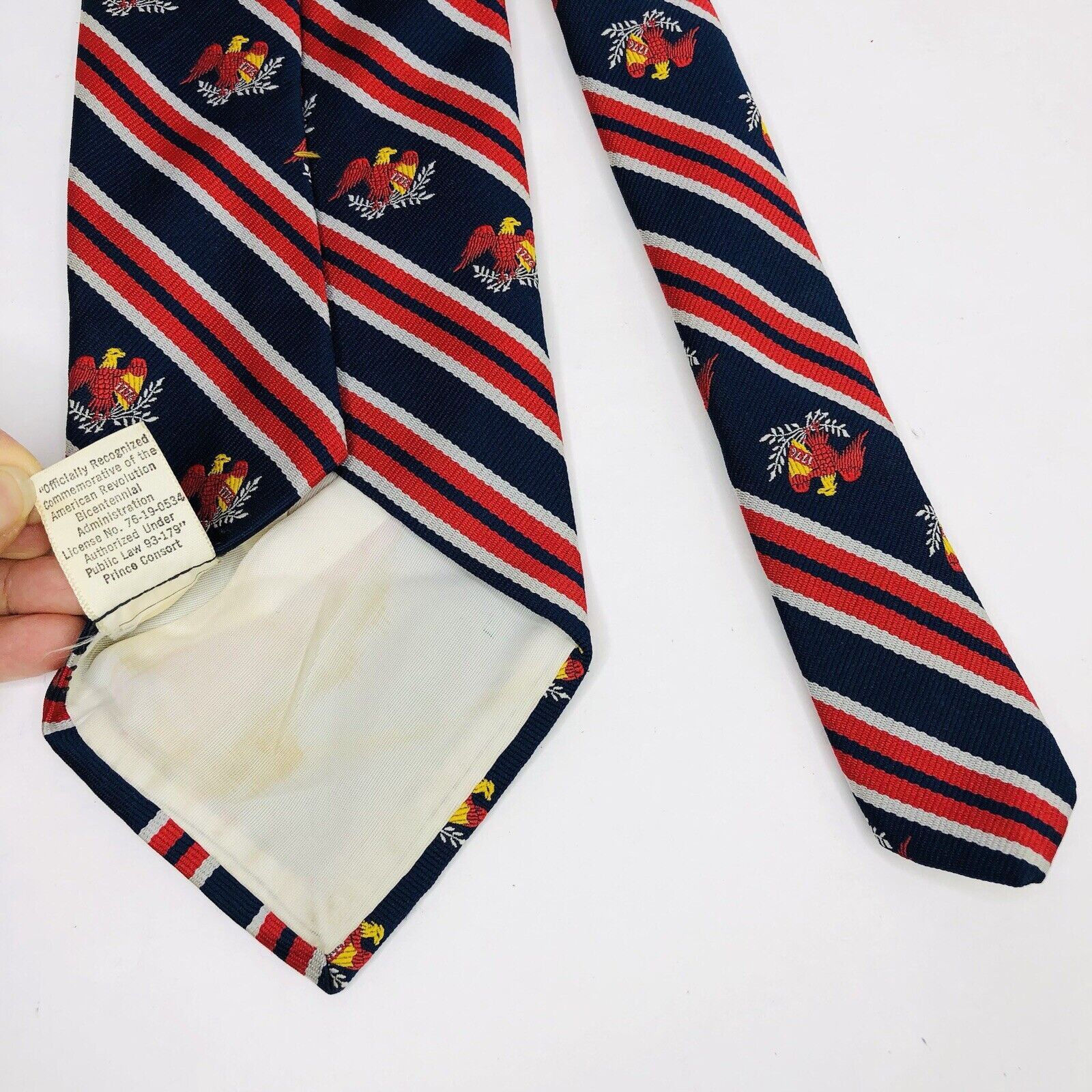Other Prince Consort Men Tie Eagle Red Navy Stripped Size ONE SIZE - 5 Thumbnail