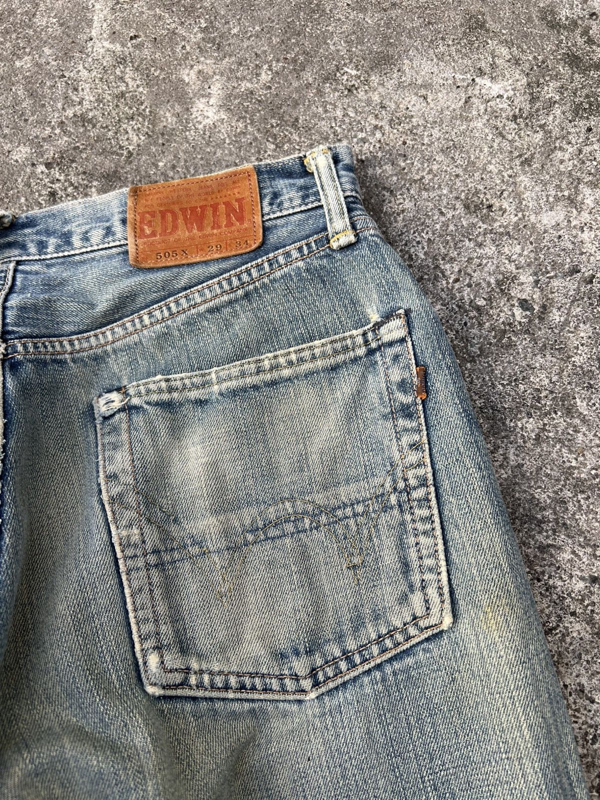 Edwin Vintage Edwin 505x Selvedge Distressed Mud Wash Jean Size US 30 / EU 46 - 20 Thumbnail