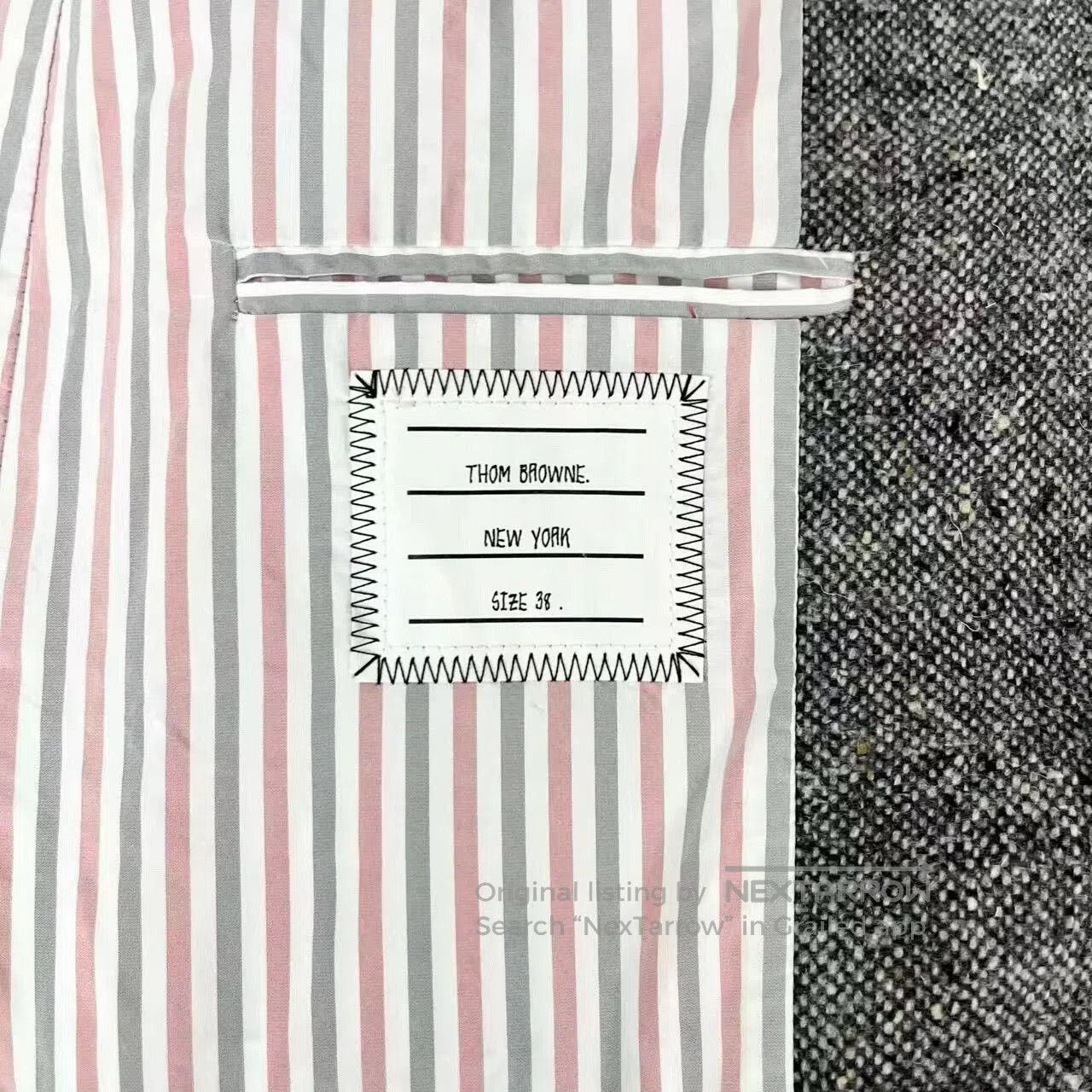 Thom Browne Thom Browne Gray Striped Long Down Coat. Size US XS / EU 42 / 0 - 6 Thumbnail