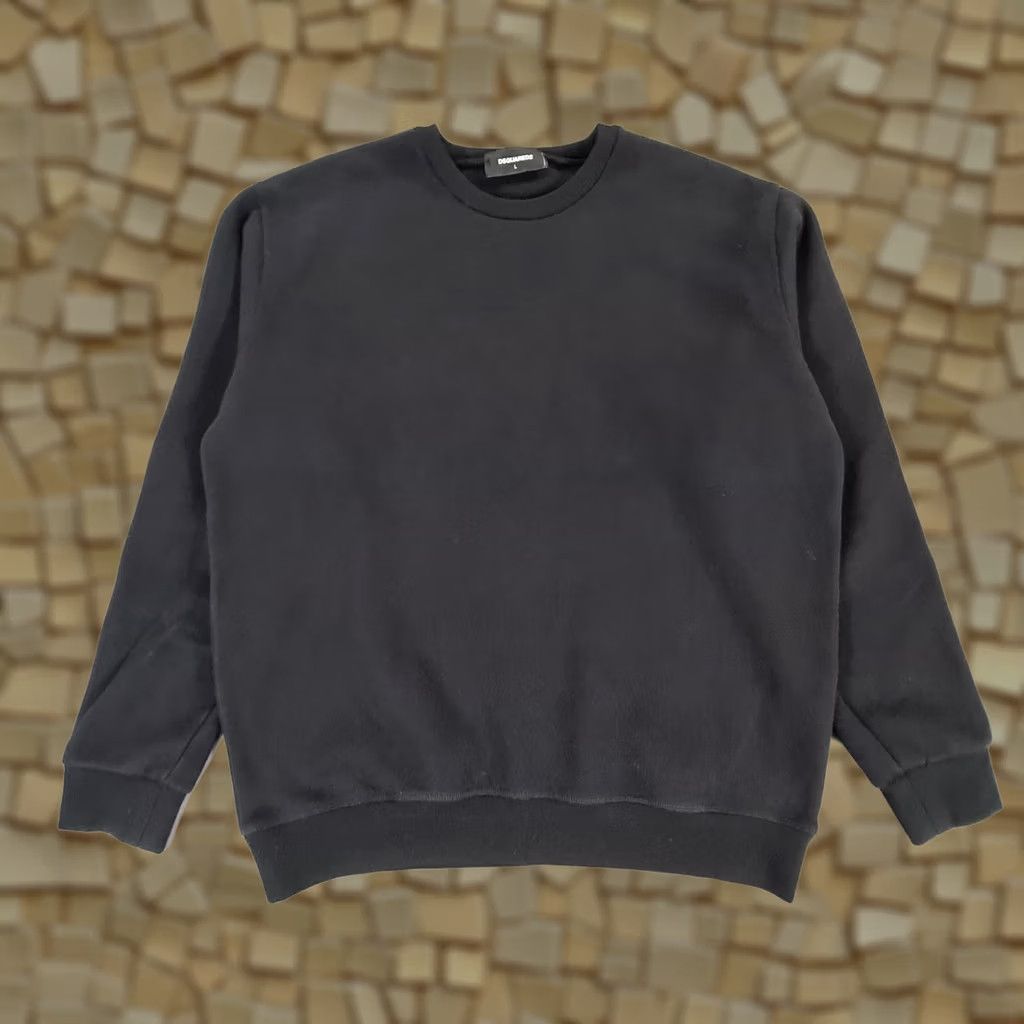 Dsquared2 Dsquared2 Mens Sweatshirt Black Large Tape Logo Crew Pullover Fleece Sweater Size US L / EU 52-54 / 3 - 1 Thumbnail