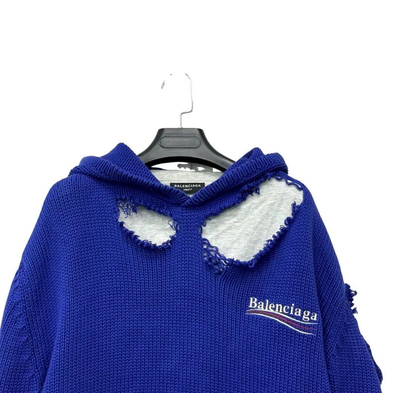 Balenciaga Balenciaga Blue destroyed coke sweater Size US XS / EU 42 / 0 - 3 Thumbnail
