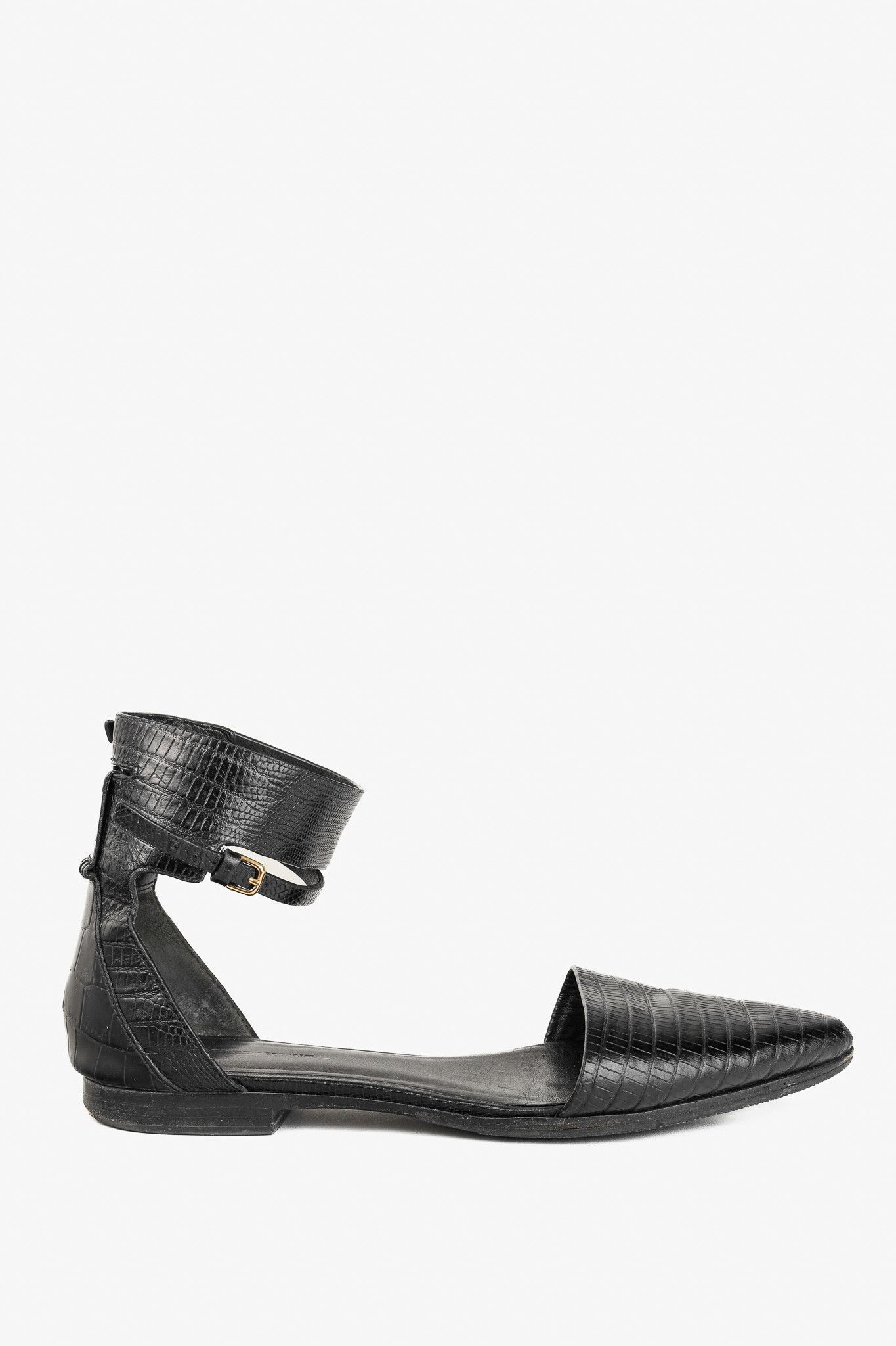 Alexander Wang Alexander Wang Elsa Black Croc-Embossed Leather Flats Size US 6.5 / IT 36.5 - 1 Thumbnail