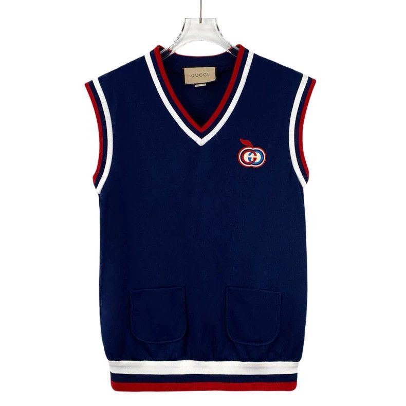 Gucci Gucci Dark blue striped logo embroidered cotton V-neck slee Size XS / US 0-2 / IT 36-38 - 1 Thumbnail