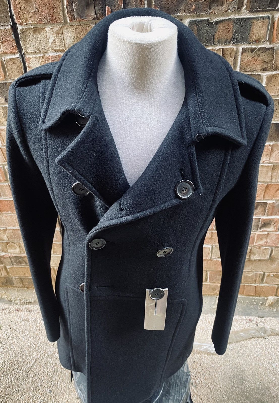 Dior Dior Homme 🇮🇹 x Hedi Slimane Navy Felted Wool Peacoat 48 NWT Size US M / EU 48-50 / 2 - 17 Thumbnail