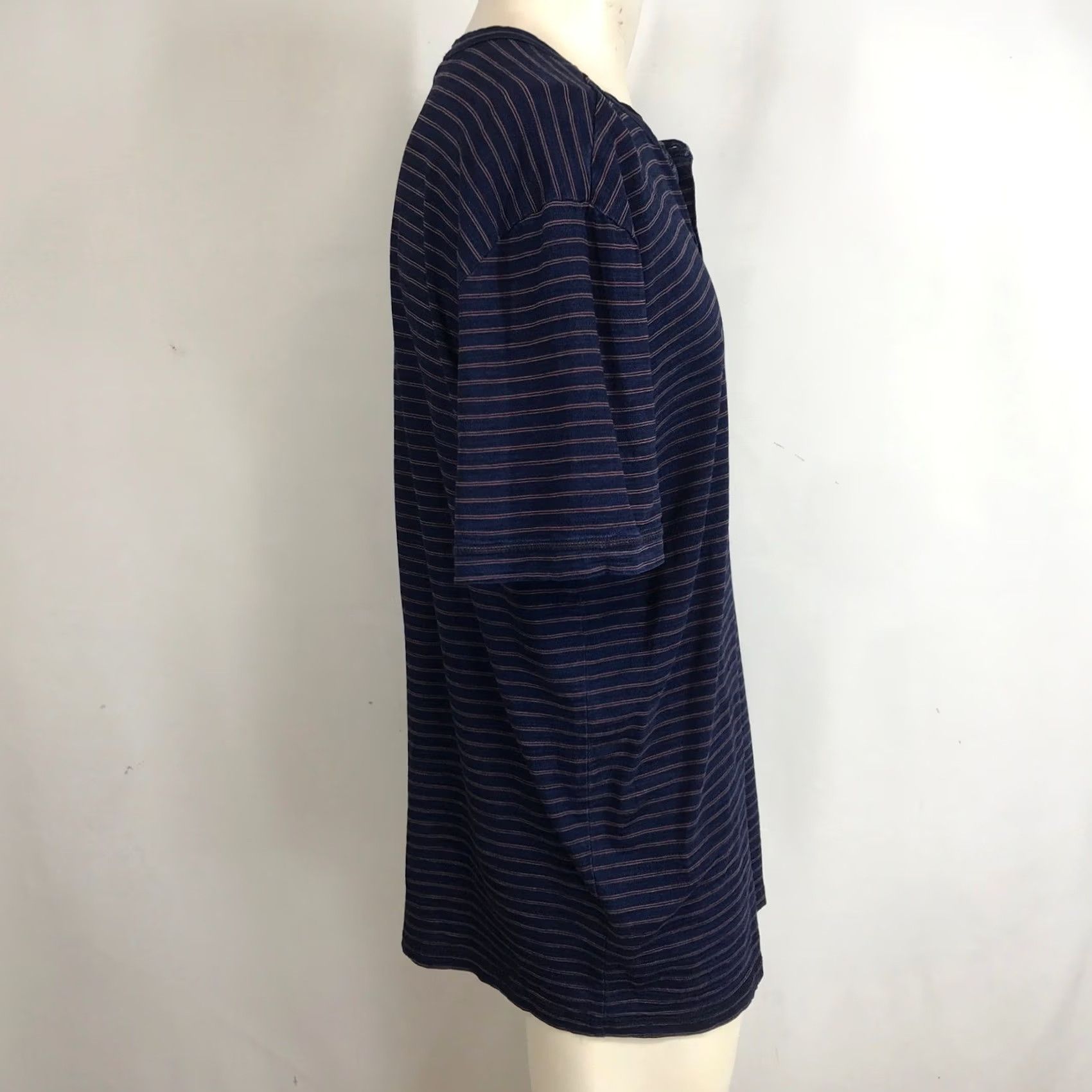 Vintage LIVERPOOL Los Angeles Mens Large Striped Henley Shirt Short Sleeve Navy Red Size US L / EU 52-54 / 3 - 4 Thumbnail