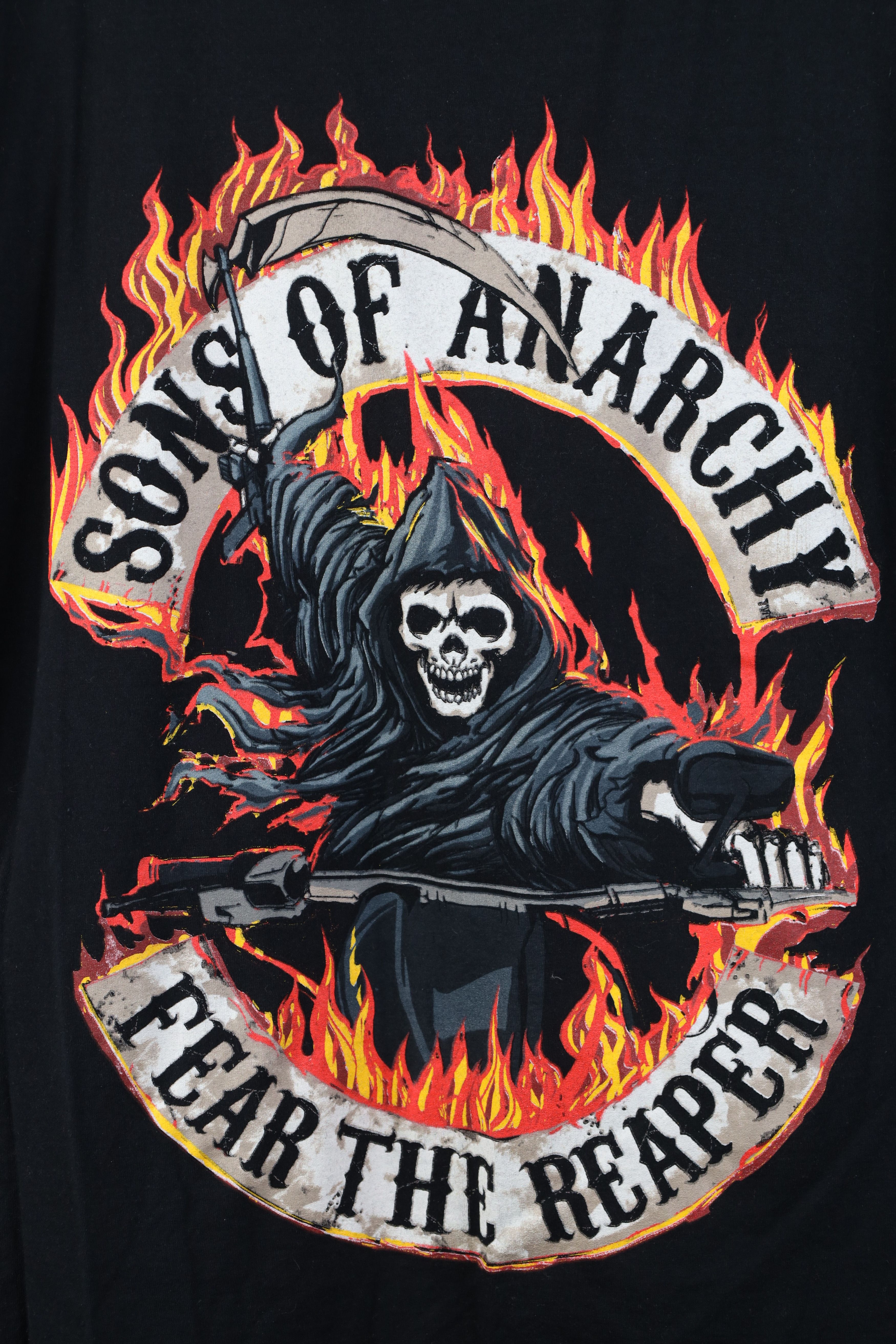 Vintage Y2K Sons of Anarchy Fire Flames Fear the Reaper T-Shirt Size US XL / EU 56 / 4 - 4 Thumbnail