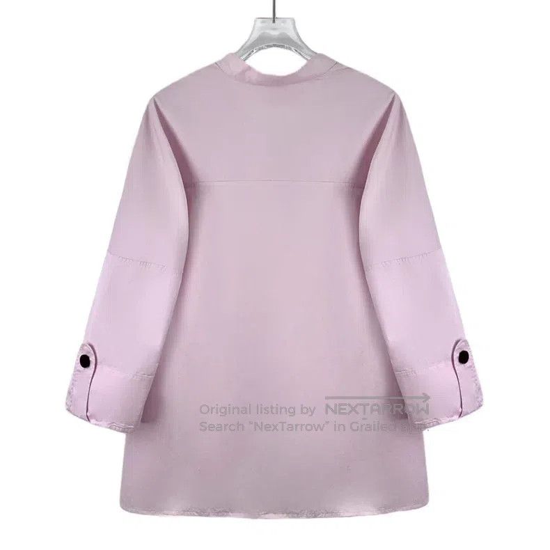 Hermes Hermes Light pink cotton V-neck long-sleeve tunic top Size XS / US 0-2 / IT 36-38 - 2 Thumbnail