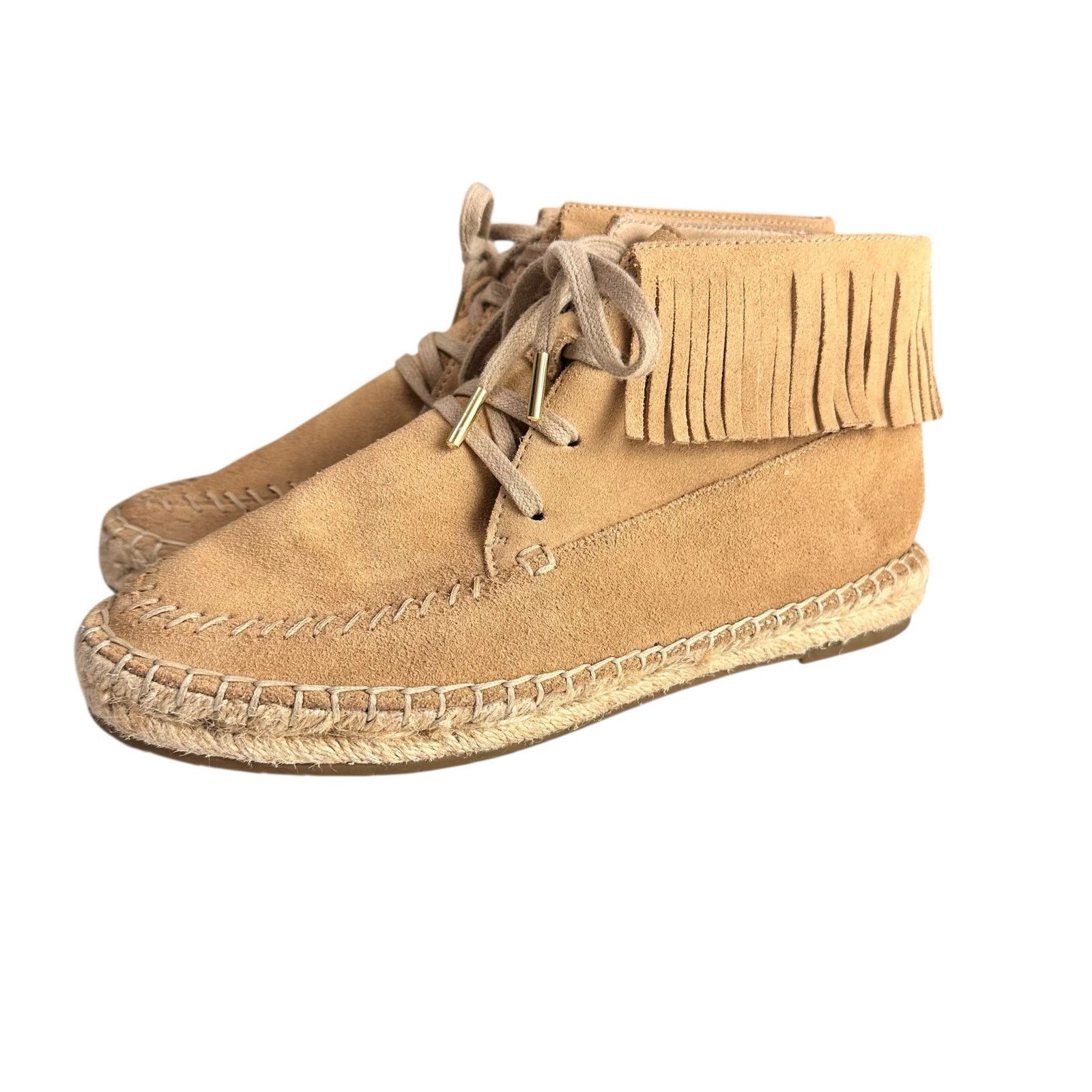 Joie Joie Genevieve Fringe Suede Espadrille Moccasin Boots 37.5 Size US 7 / IT 37 - 1 Thumbnail