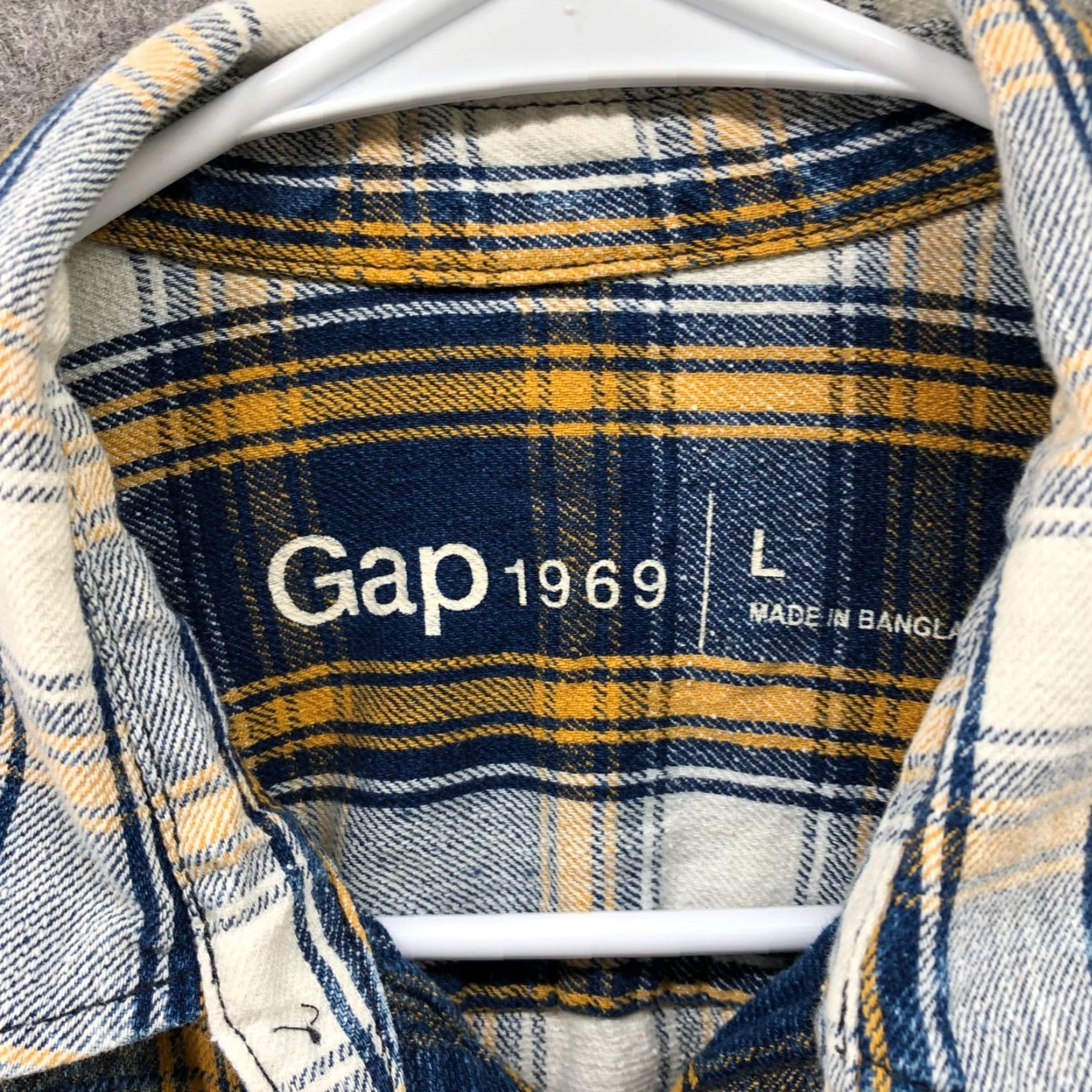 Gap Gap Plaid Western Shirt Mens L Blue Gold Pearl Snap Long Sleeve Cotton Shirt Size US L / EU 52-54 / 3 - 5 Thumbnail