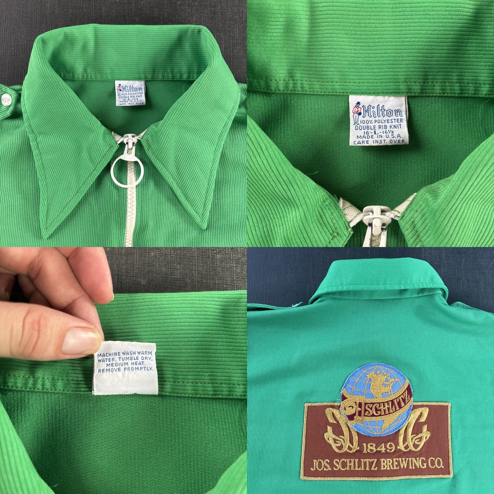 Vintage VINTAGE Hilton Polo Shirt Collared 1/4 Zip Short Sleeve Green 70s Retro Beer Bowling 70s Mens L Size US L / EU 52-54 / 3 - 10 Thumbnail
