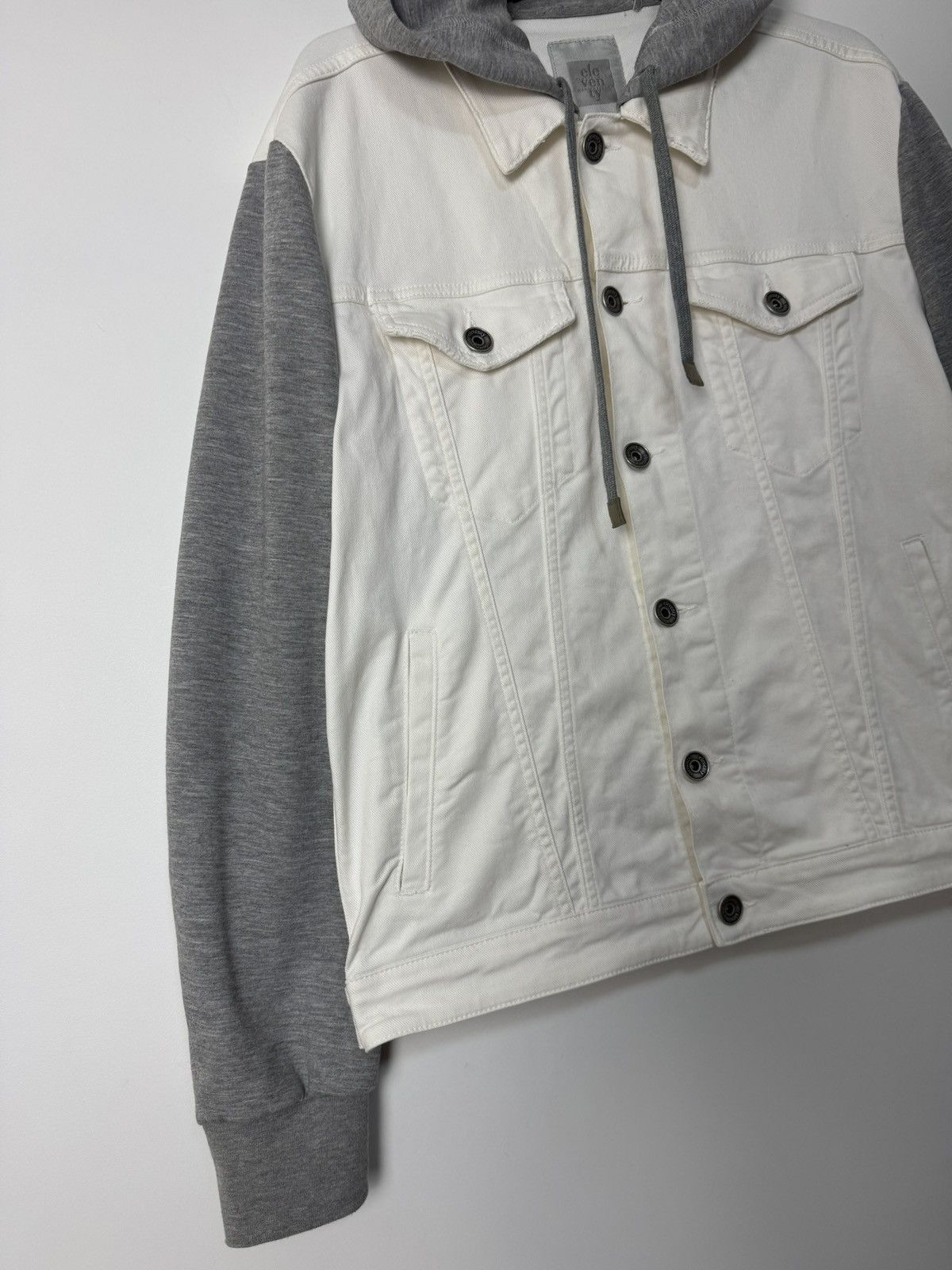 Eleventy Eleventy Denim Hoodie Jacket White/Gray Luxury Designer Size US M / EU 48-50 / 2 - 7 Thumbnail