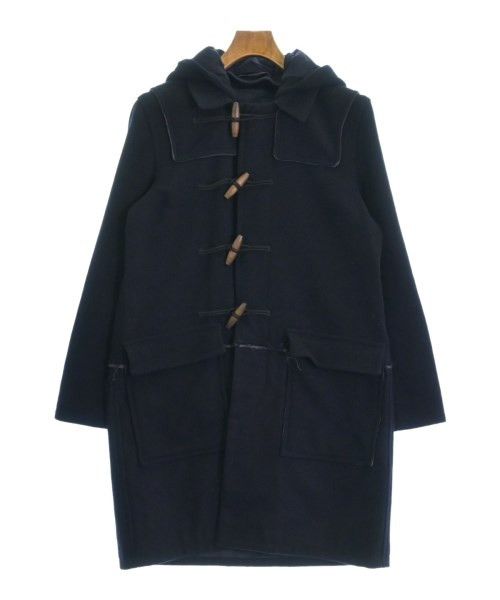 Coat Duffle Hooded Plain Toggle Button Black