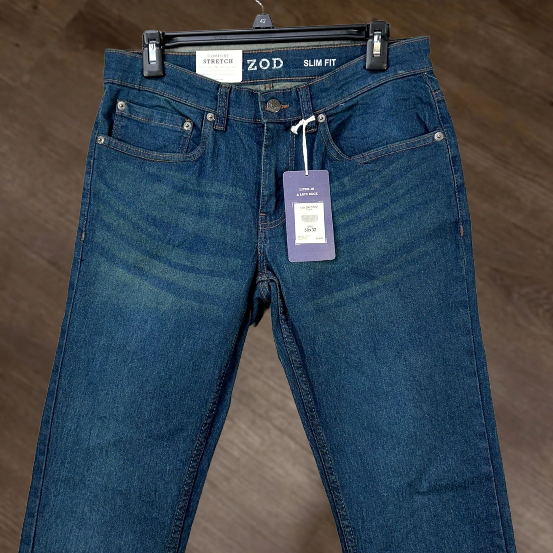 Izod IZOD Slim Jeans Mens 30X32 Blue Distressed Stretch 5 Pocket Comfortable Denim Jeans Slim Fit 30 32 Size Regular Mens) Size US 30 / EU 46 - 1 Thumbnail