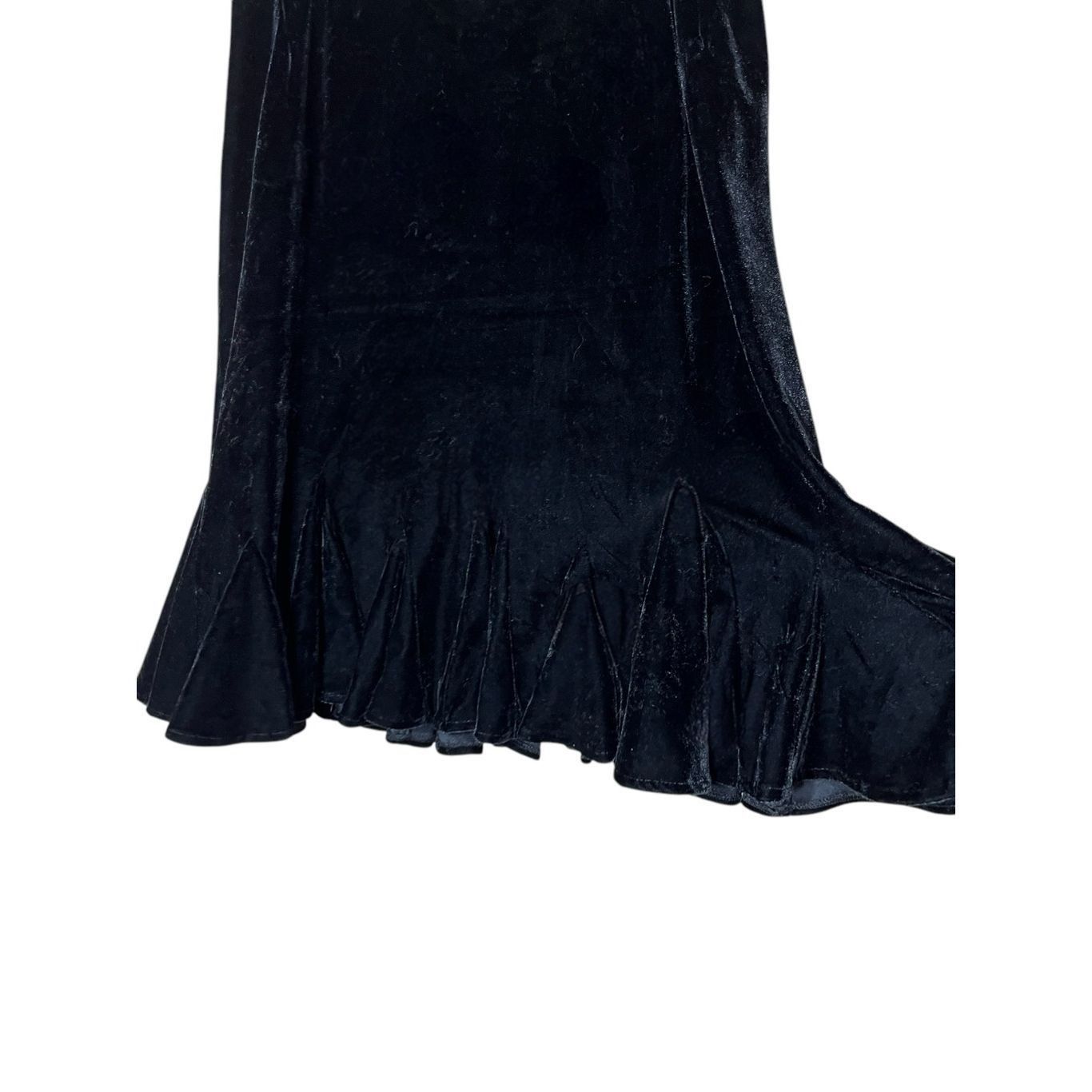 Other Vintage Black Velvet Y2K Flared Hem Midi Skirt Size 10 Size 32" / US 10 / IT 46 - 2 Thumbnail