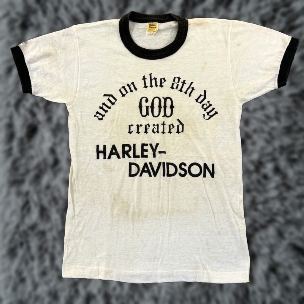 Velva Sheen VINTAGE Harley Davidson Shirt Velva Sheen 70s 80s Ringer Crew Neck Short Sleeve White Cotton Men S XS Size US S / EU 44-46 / 1 - 1 Thumbnail