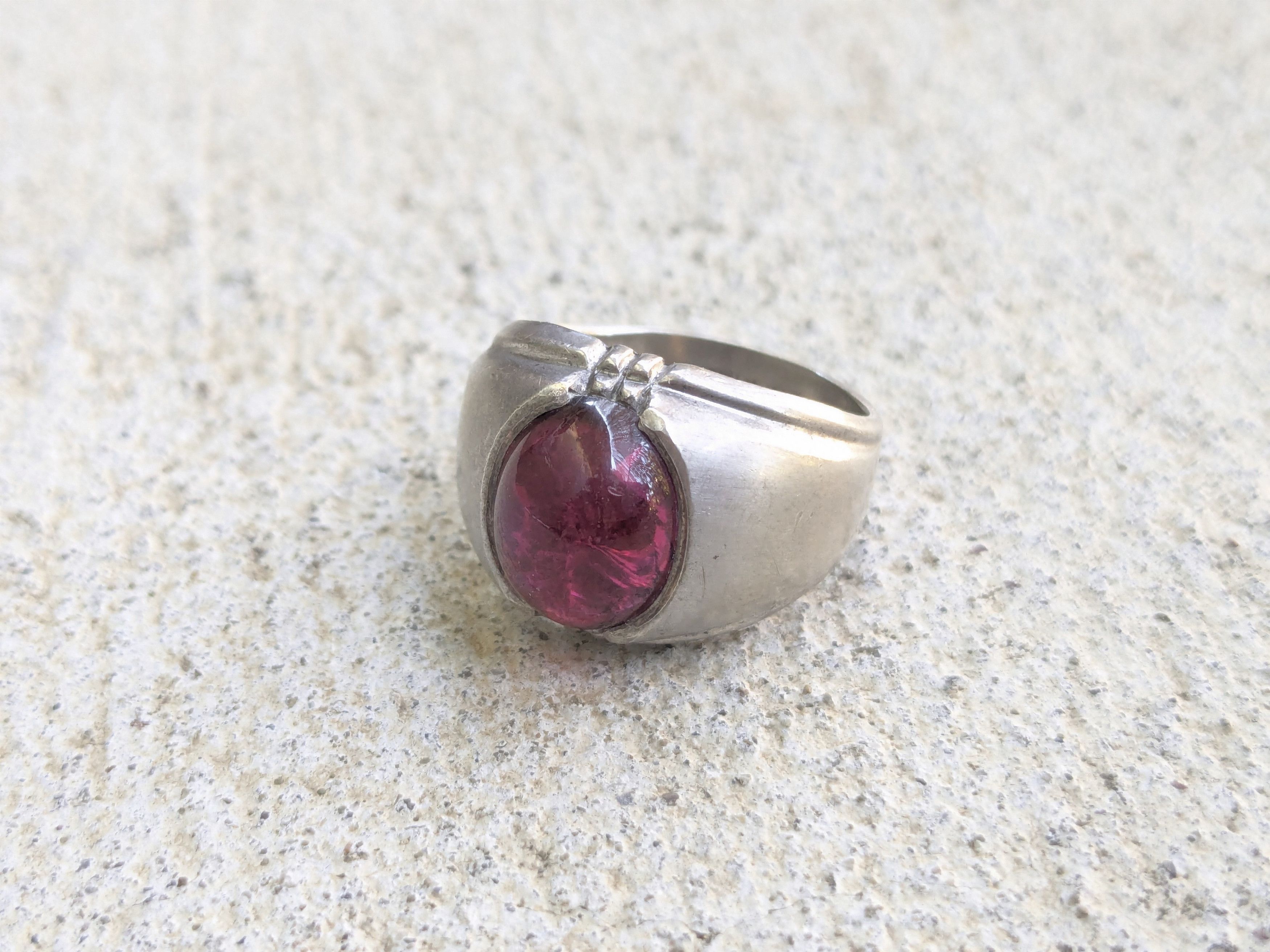 Jewelry Vintage Sterling Silver Ring Pink Oval Cabochon 8.25 Size ONE SIZE - 2 Thumbnail
