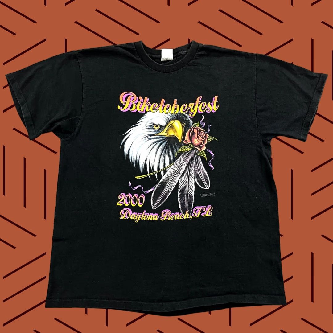 Fruit Of The Loom VINTAGE Fruit of the Loom Heavy Cotton T-Shirt Mens L/XL Black Biker Y2K Daytona Beach Moto Graphic Print Size US XL / EU 56 / 4 - 1 Thumbnail