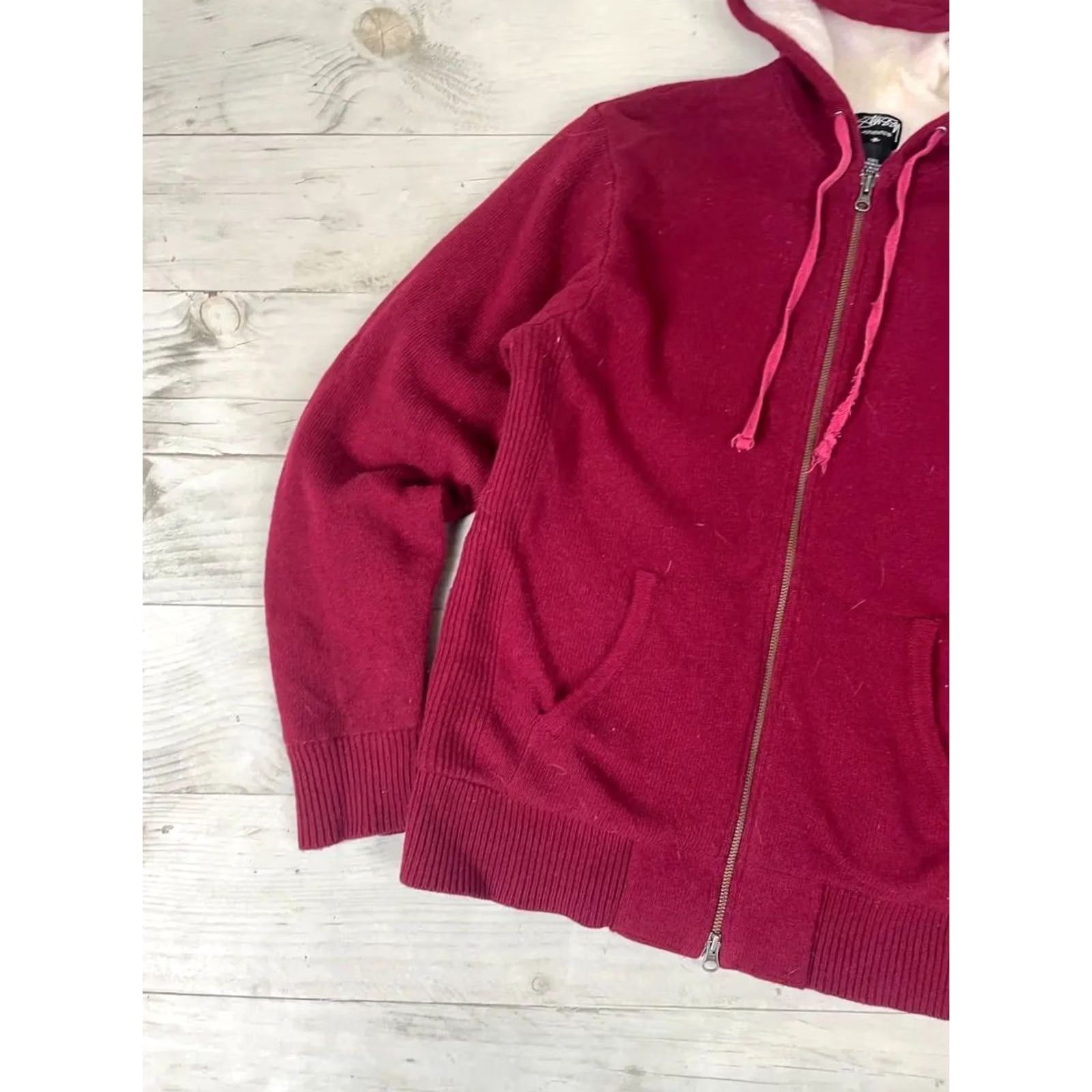 Vintage VINTAGE Stussy Hoodie Sweater Knit Wool Red Men Size M Casual Size US M / EU 48-50 / 2 - 4 Thumbnail