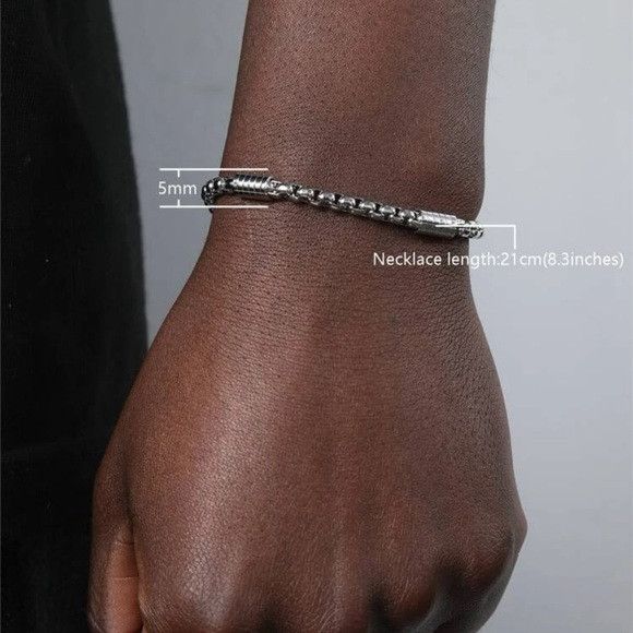 Other Men Simple Style Stainless Steel Link Chain Bracelet Size ONE SIZE - 6 Thumbnail