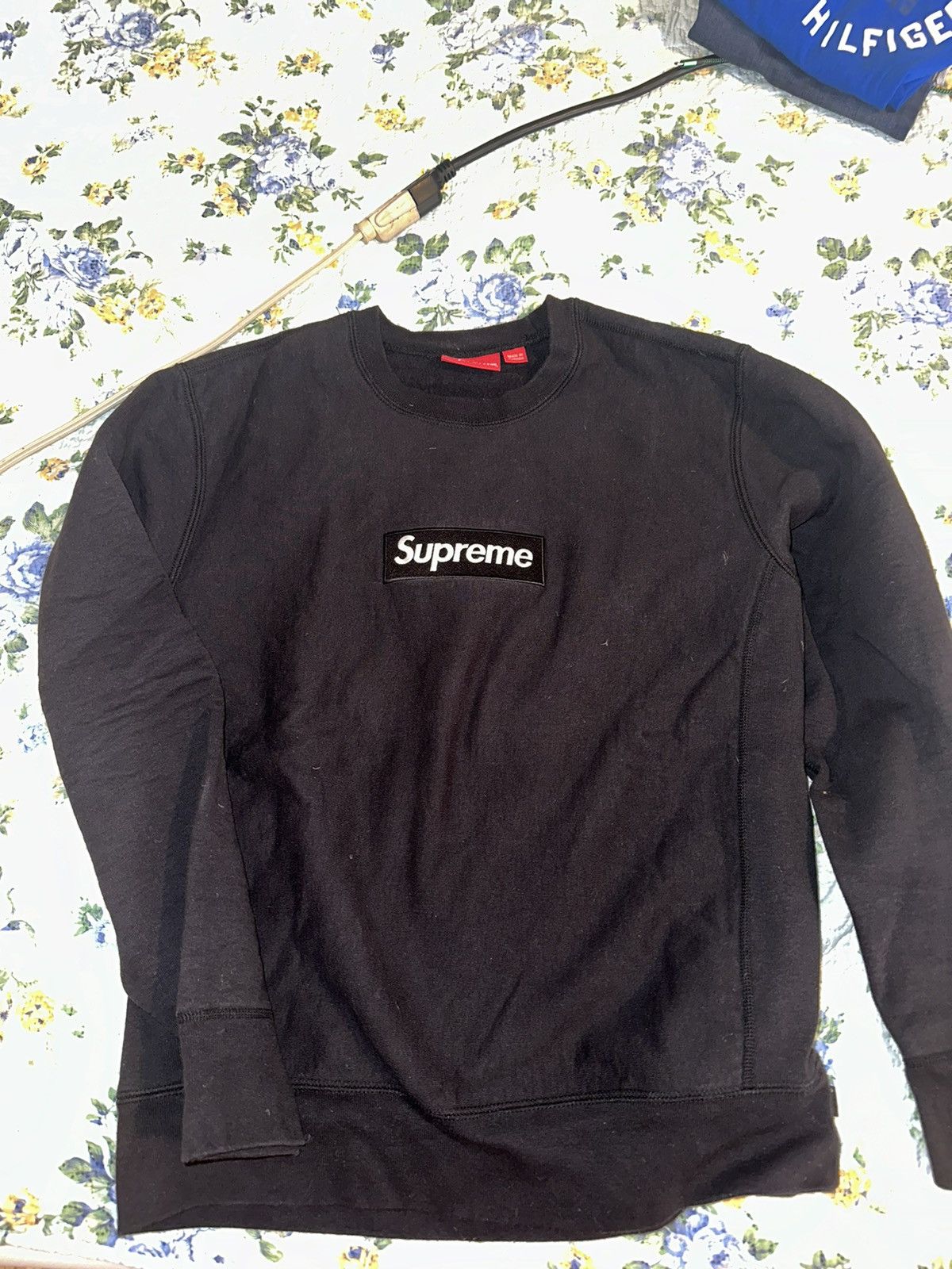 特別送料無料！】 supreme シュプリーム black crewneck logo box ...