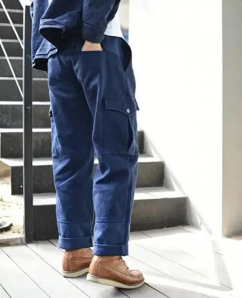 Japanese Brand 21SS Indigo Union Japan Blue Dyed Sashiko Kendo Cargo Pants Size US 32 / EU 48 - 1 Thumbnail