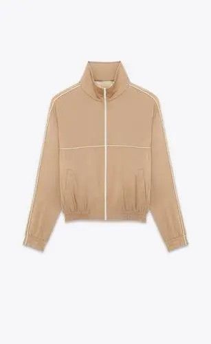 Saint Laurent Paris o1bcso1str1124 Teddy Jacket in Satin Crepe in Beige Size US M / EU 48-50 / 2 - 1 Thumbnail