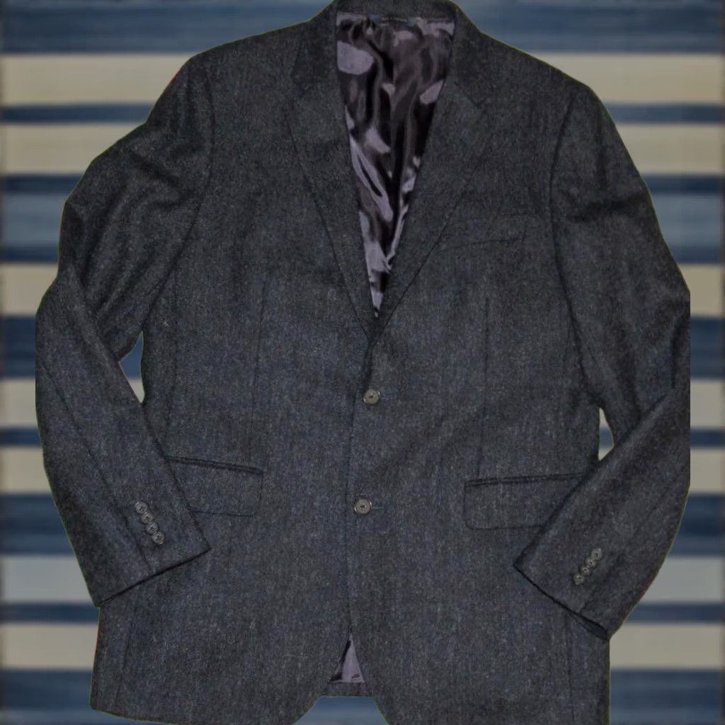 Brooks Brothers BROOKS BROTHERS Blue Shetland Cheviot Wool Tweed Blazer Jacket 42R Size 42R - 1 Thumbnail