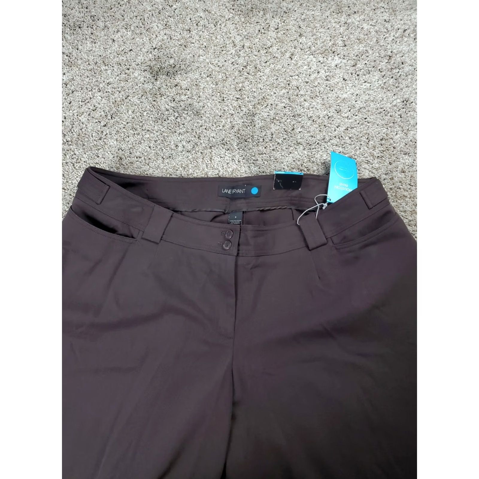 Vintage Lane Bryant Pants Womens Brown Wide-Leg Relaxed Fit NWT Size 6 Inseam 31" Polyester Rayon Spandex Dress Pants Pockets Zipper Button Vintage: No Size 30" / US 8 / IT 44 - 3 Thumbnail
