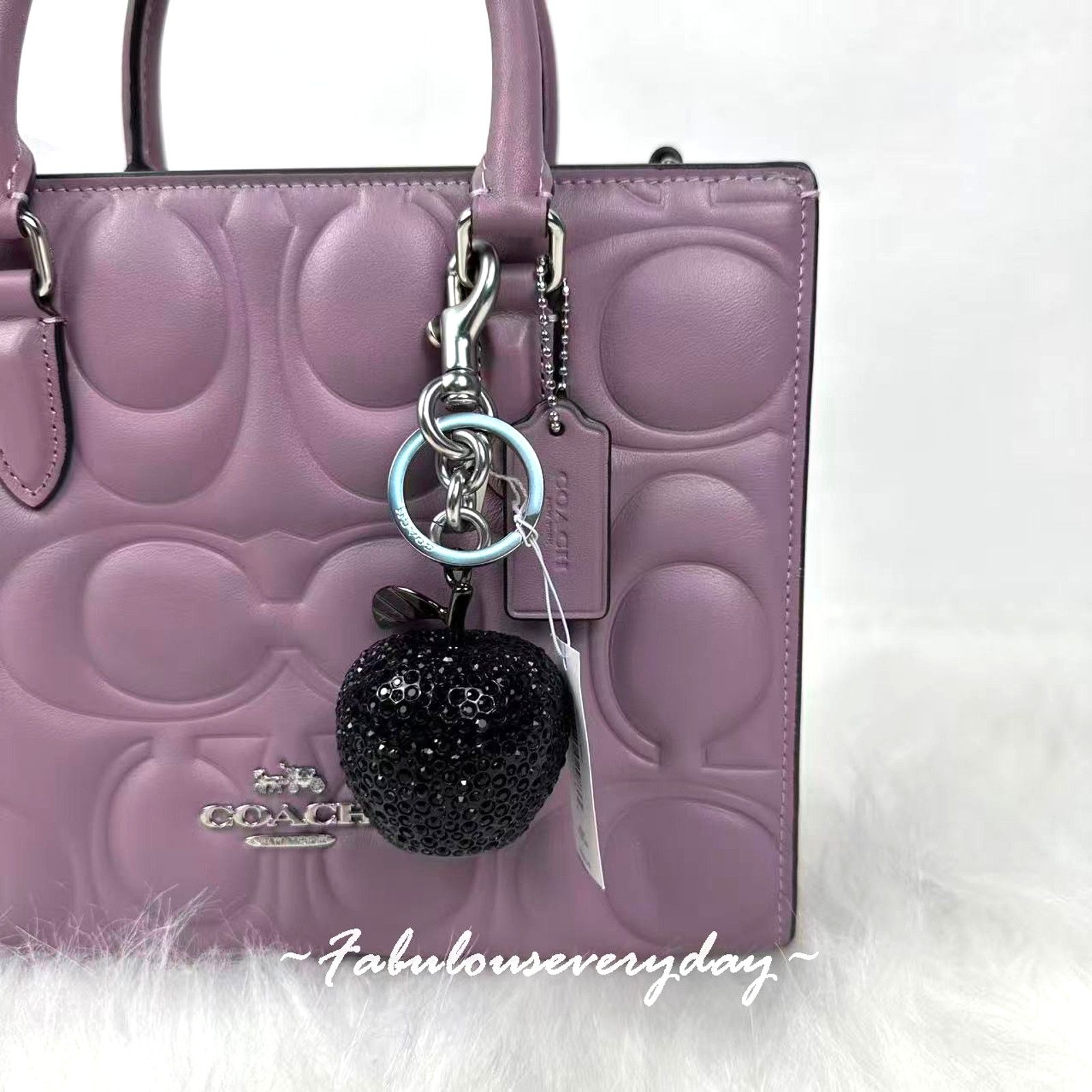 Coach Coach Crystal Apple Bag Charm In Silver/Black CCD29 Size ONE SIZE - 1 Thumbnail
