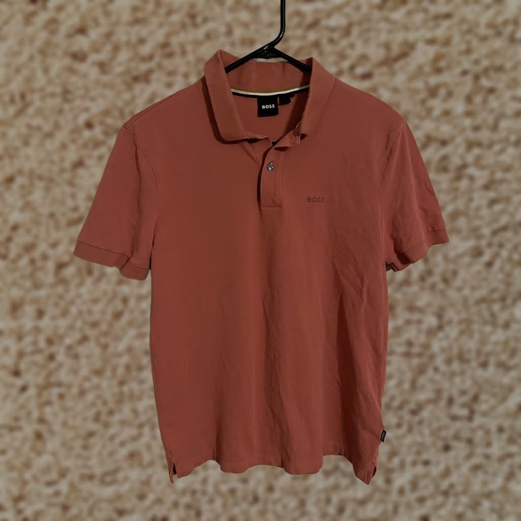 Hugo Boss HUGO BOSS Polo Shirt Men's Medium Pink Cotton Chest Logo S/S Size US M / EU 48-50 / 2 - 1 Thumbnail