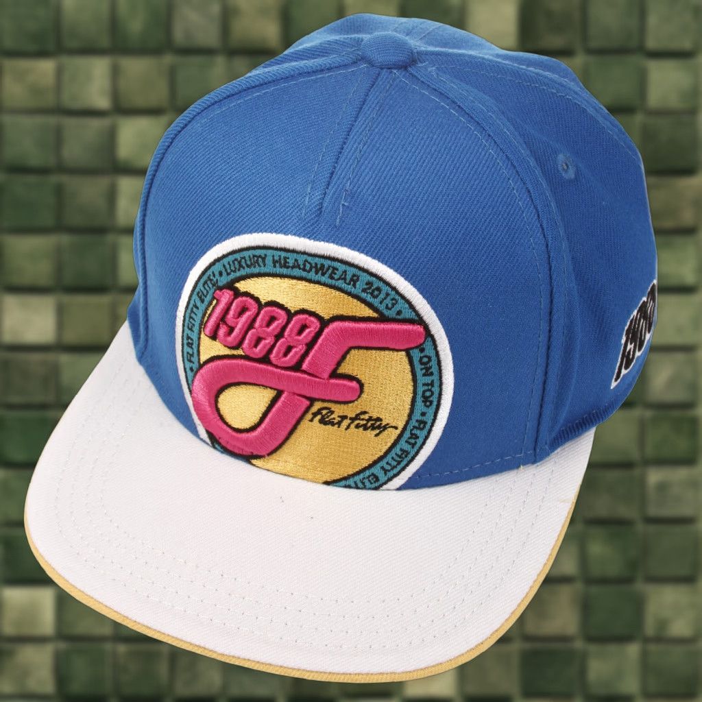 Vintage Flat Fitty Retrocrest 88 Adjustable Snapback Baseball Cap Hat, Blue | Men | One Size | OSFA | Baseball Cap | Flat Fitty Size ONE SIZE - 1 Preview