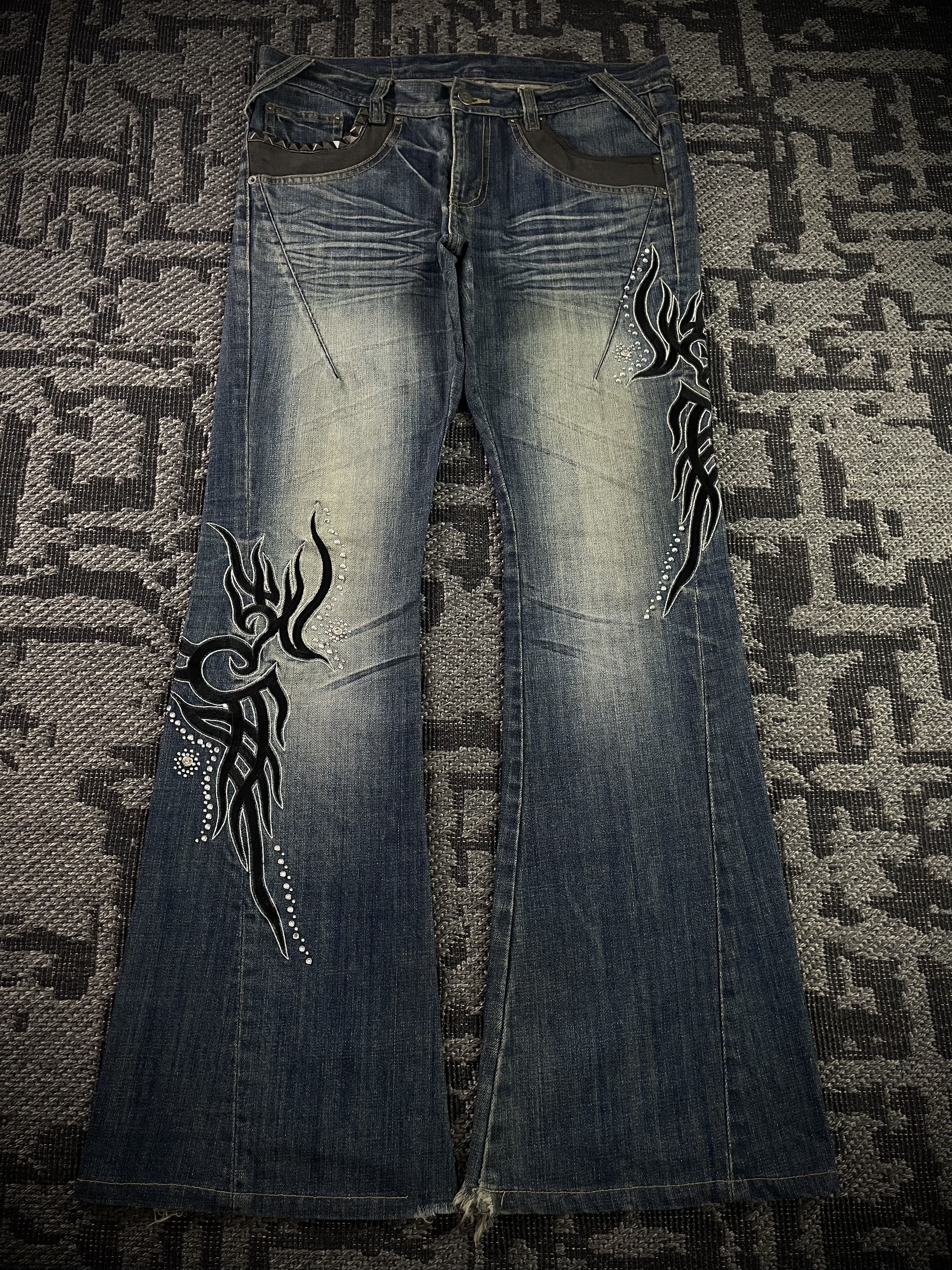 Tribal Embroidery Flared Jeans 💥BINDING OFFER💥 Tornado Mart
