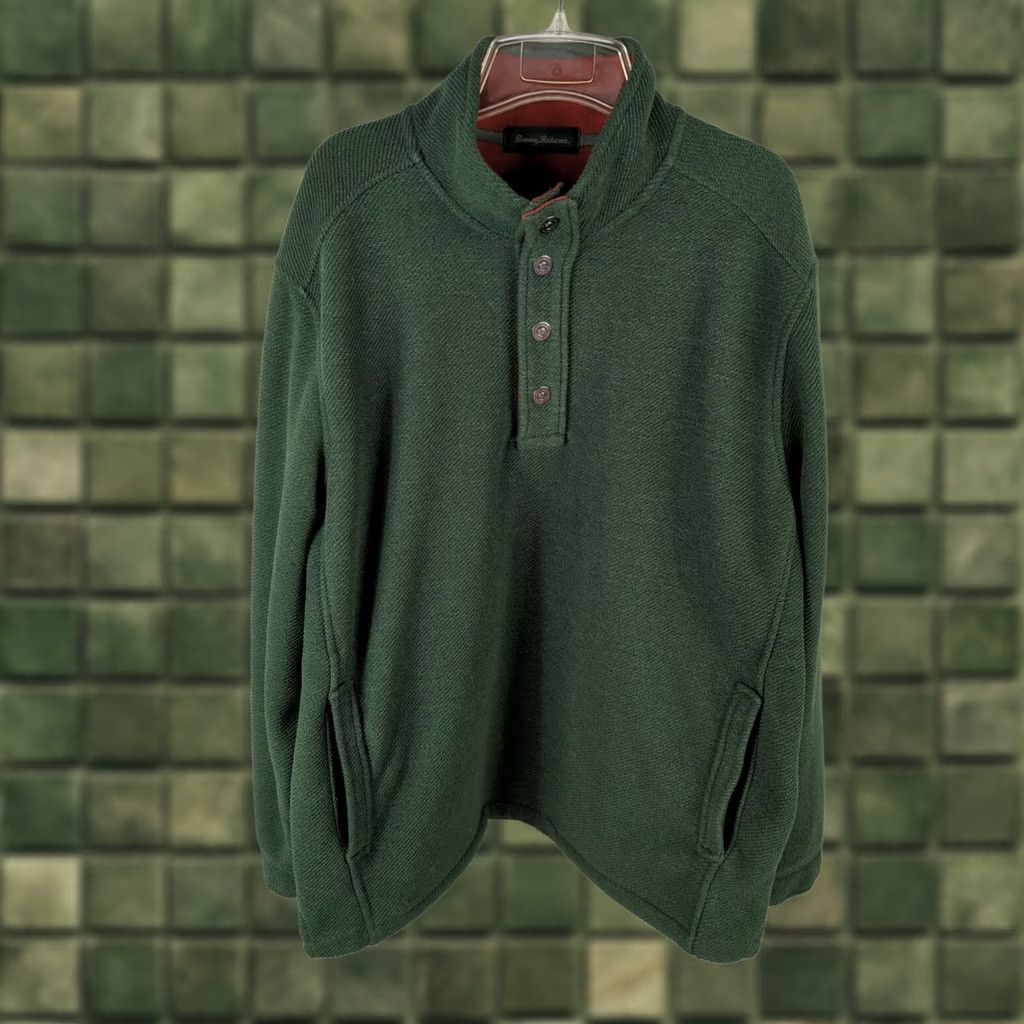 Tommy Bahama Tommy Bahama Mens XL Fleece Pullover Shirt Jacket Green Shacket Sweatshirt Pockets Logo Size US XL / EU 56 / 4 - 1 Thumbnail