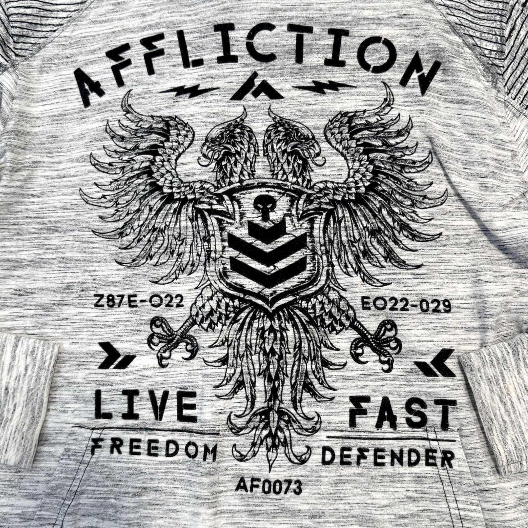Affliction Affliction Hoodie Mens Small Gray Live Fast Freedom Defender Pullover Sweatshirt Size US S / EU 44-46 / 1 - 2 Thumbnail