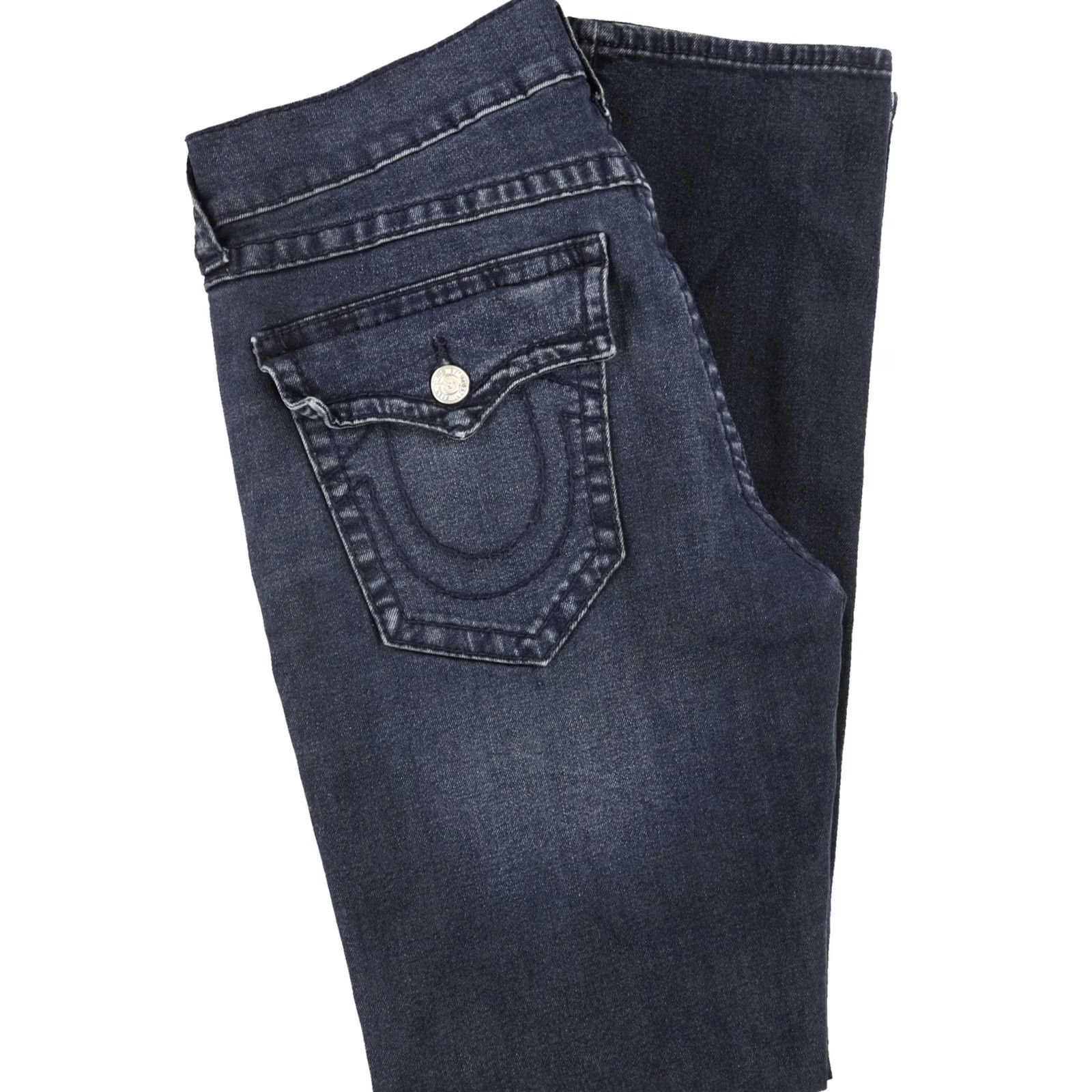 True Religion True Religion Mens Geno Regular Straight Leg Jeans, Blue, 34W x 32L Size US 34 / EU 50 - 3 Thumbnail