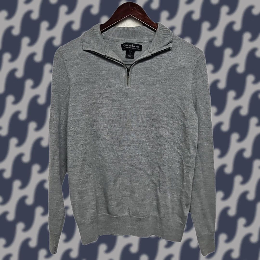 Christian Lacroix Christian Lacroix Sweater 100% Merino Wool Gray Solid Long Sleeve Zipper Pullover Unisex Adults Small/Medium Size S / US 4 / IT 40 - 1 Thumbnail