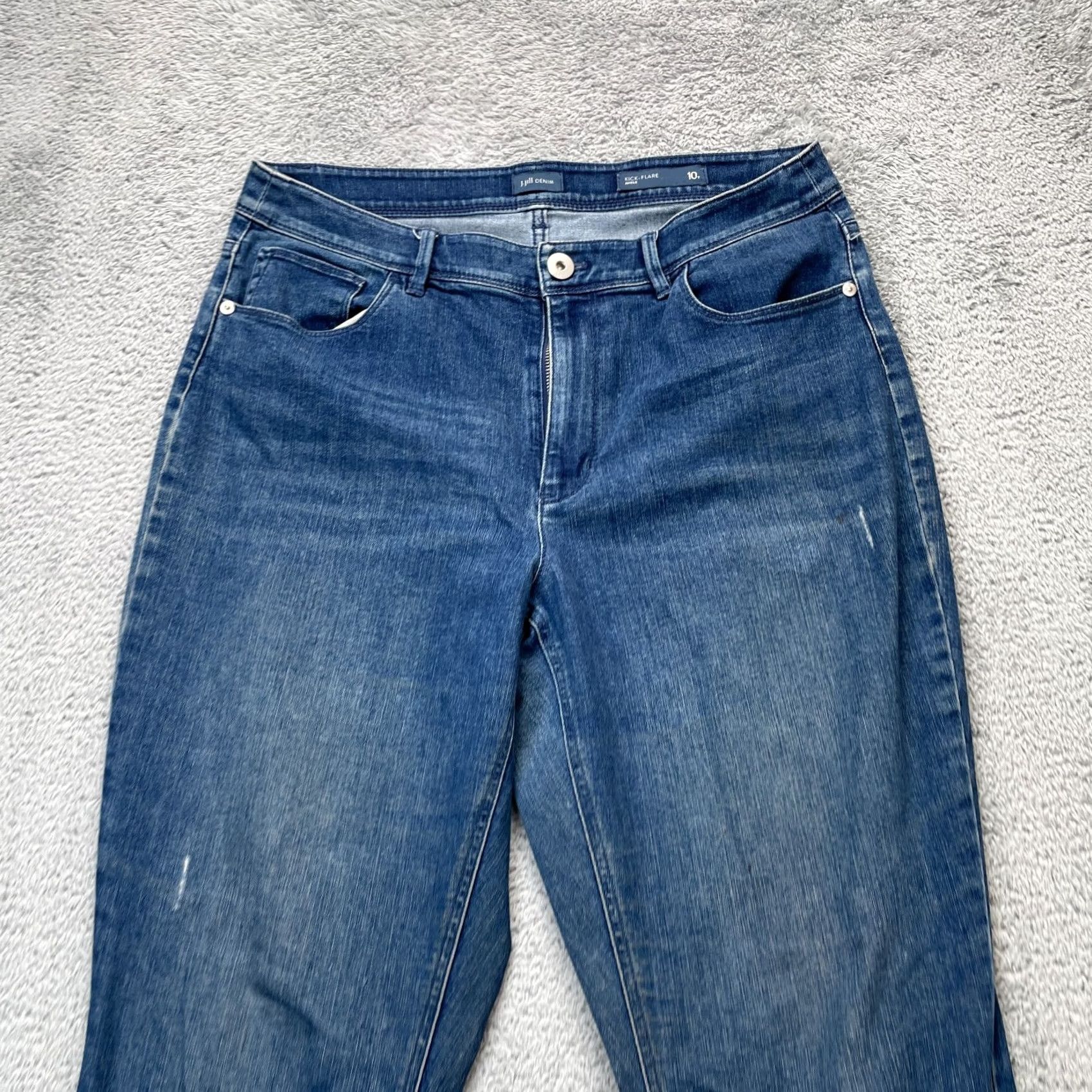 J. Jill J Jill Jeans Womens 10 Blue Kick Flare Ankle Denim Cotton Stretch Frayed Hem Jeans Women 10 Blue Kick Flare Ankle Denim Cotton Stretch Frayed Hem Size 32" / US 10 / IT 46 - 3 Thumbnail