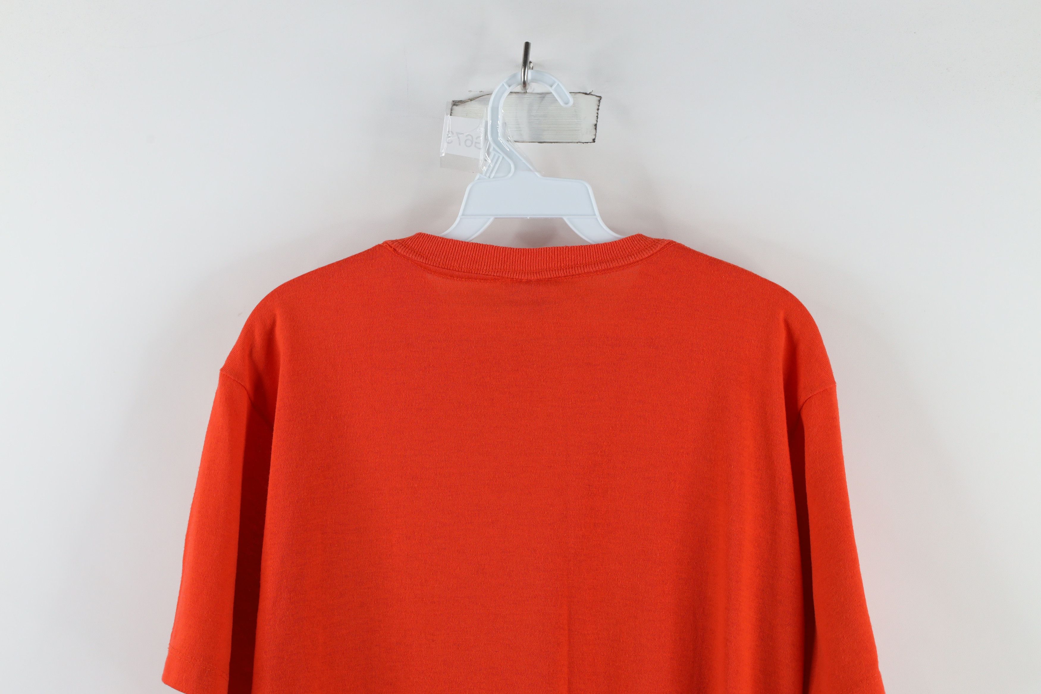 Vintage Vintage 90s Streetwear Blank Pocket T-Shirt Orange USA Size L / US 10 / IT 46 - 9 Thumbnail