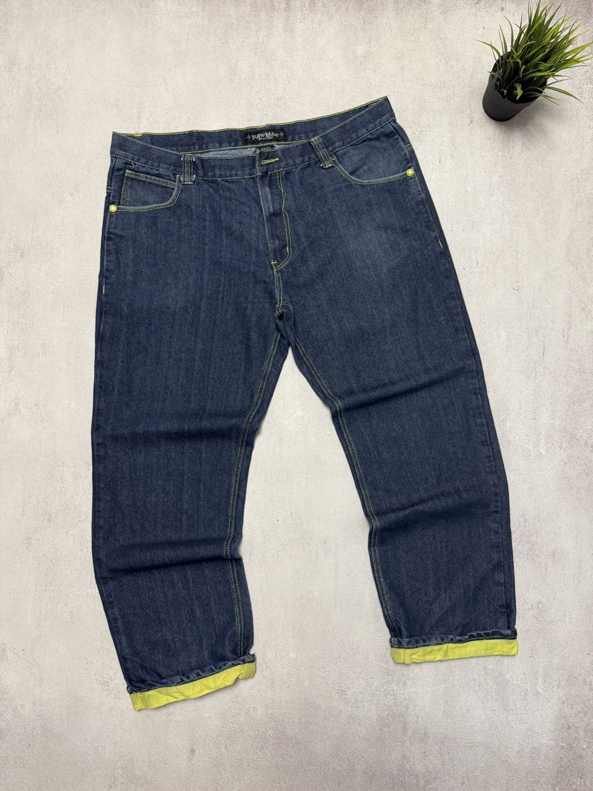 Japanese Brand × Vintage Vintage Raw Blue Jeans Denim Pants Japanese Ed Hardy style Size US 42 / EU 58 - 5 Thumbnail