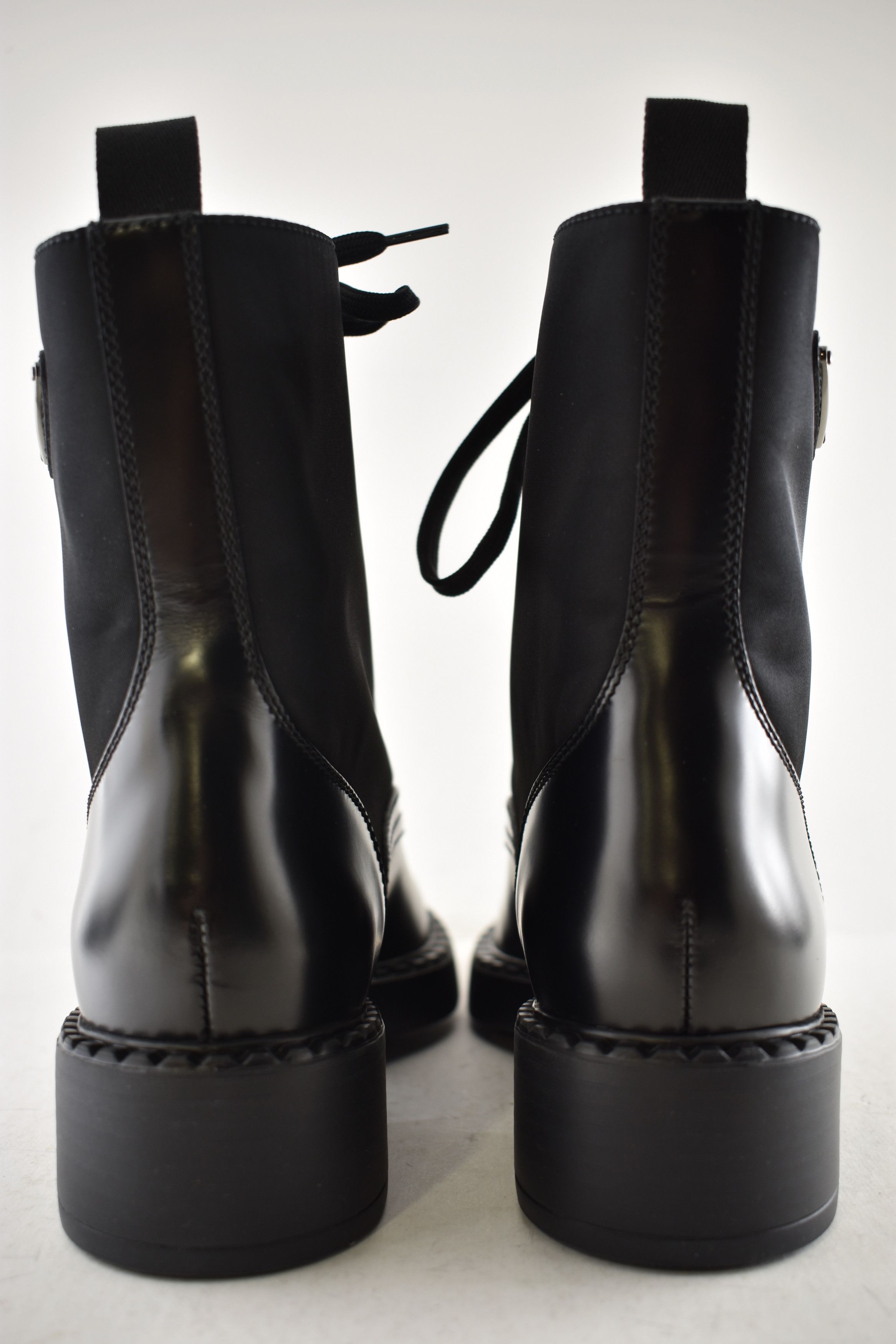 Prada Prada Black Lace Up Combat Military Ankle Mid Calf Boot 36.5 Size US 6.5 / IT 36.5 - 15 Thumbnail