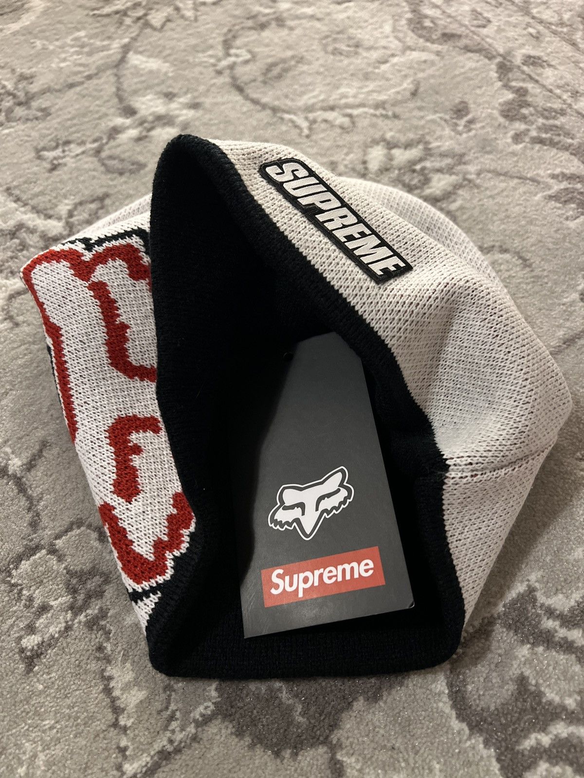 Supreme Fox Racing Beanie Mütze Weiß White