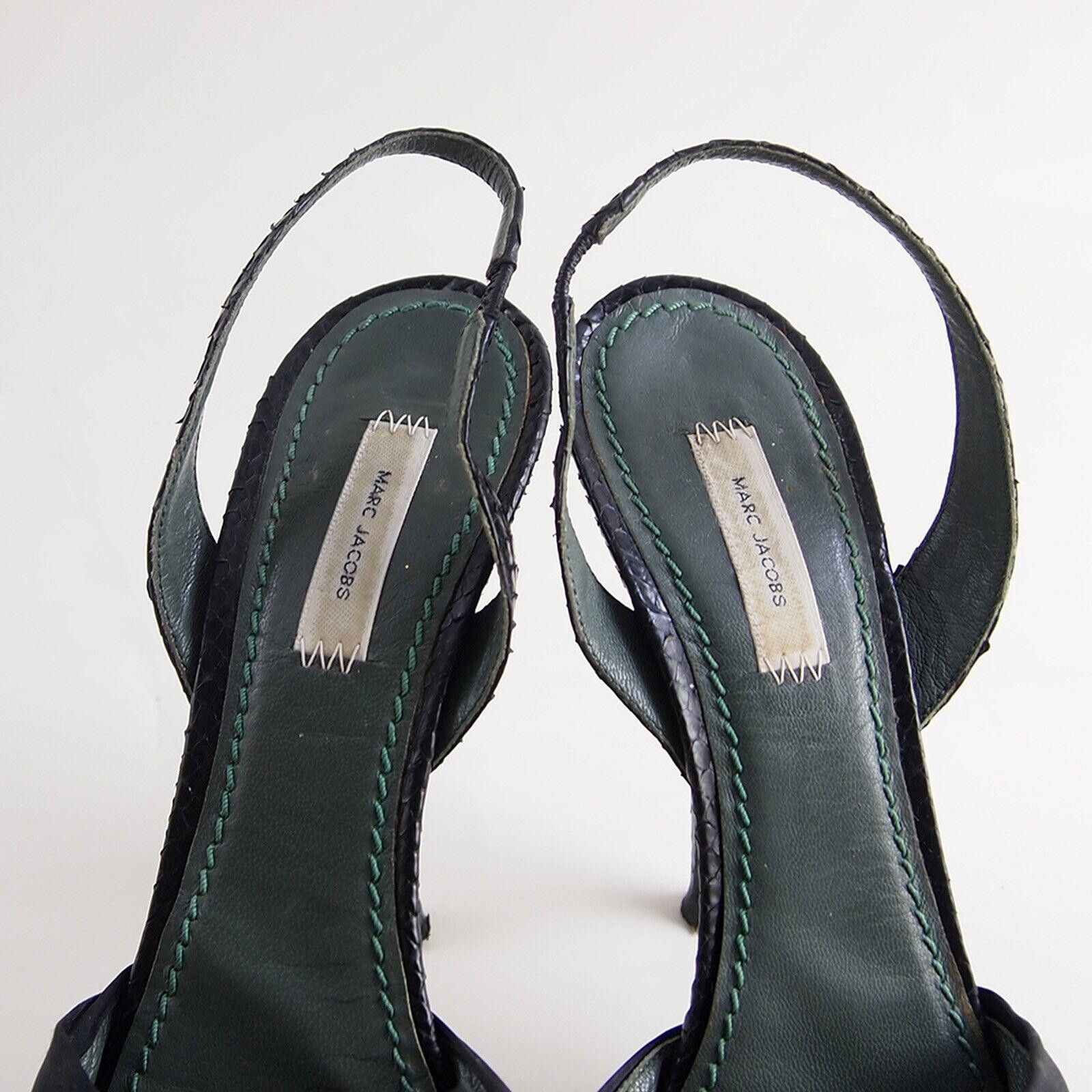 Marc Jacobs Marc Jacobs Sandals Black Satin Snakeskin Bow EU 38.5 US 8.5 Size US 8.5 / IT 38.5 - 4 Thumbnail