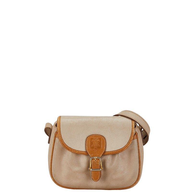Celine Celine Leather Shoulder Bag Beige Leather Crossbody Bag, Women's