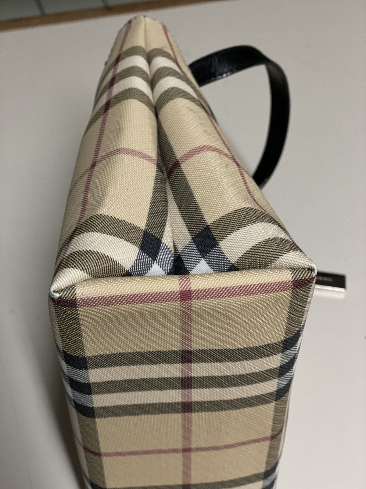 Burberry VTG BURBERRY Nova Check Leather-Canvas Tote Hand Bag Purse S Size ONE SIZE - 21 Thumbnail
