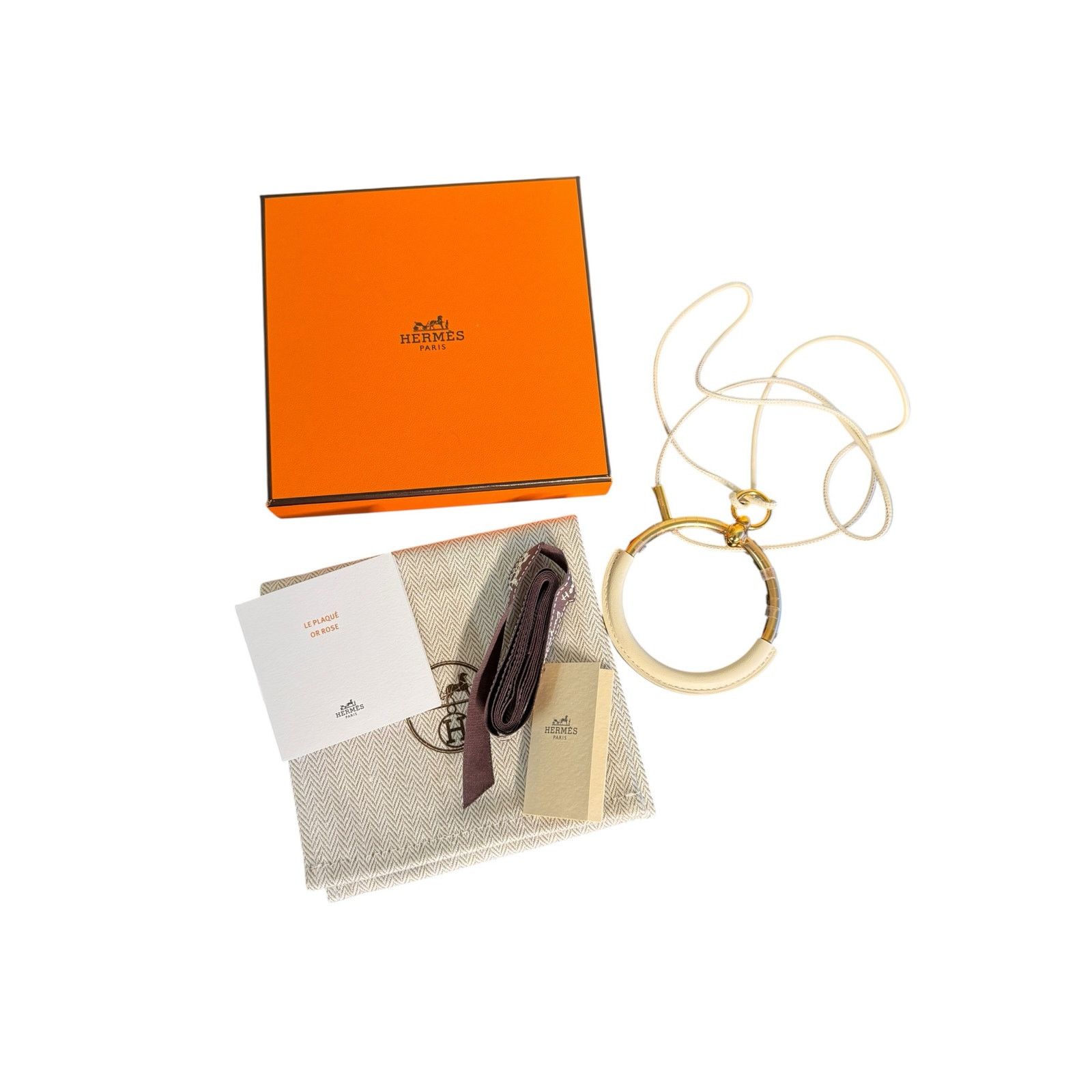 Hermes Hermes Loop Pendant Veau Swift Necklace in Nata Size ONE SIZE - 2 Thumbnail