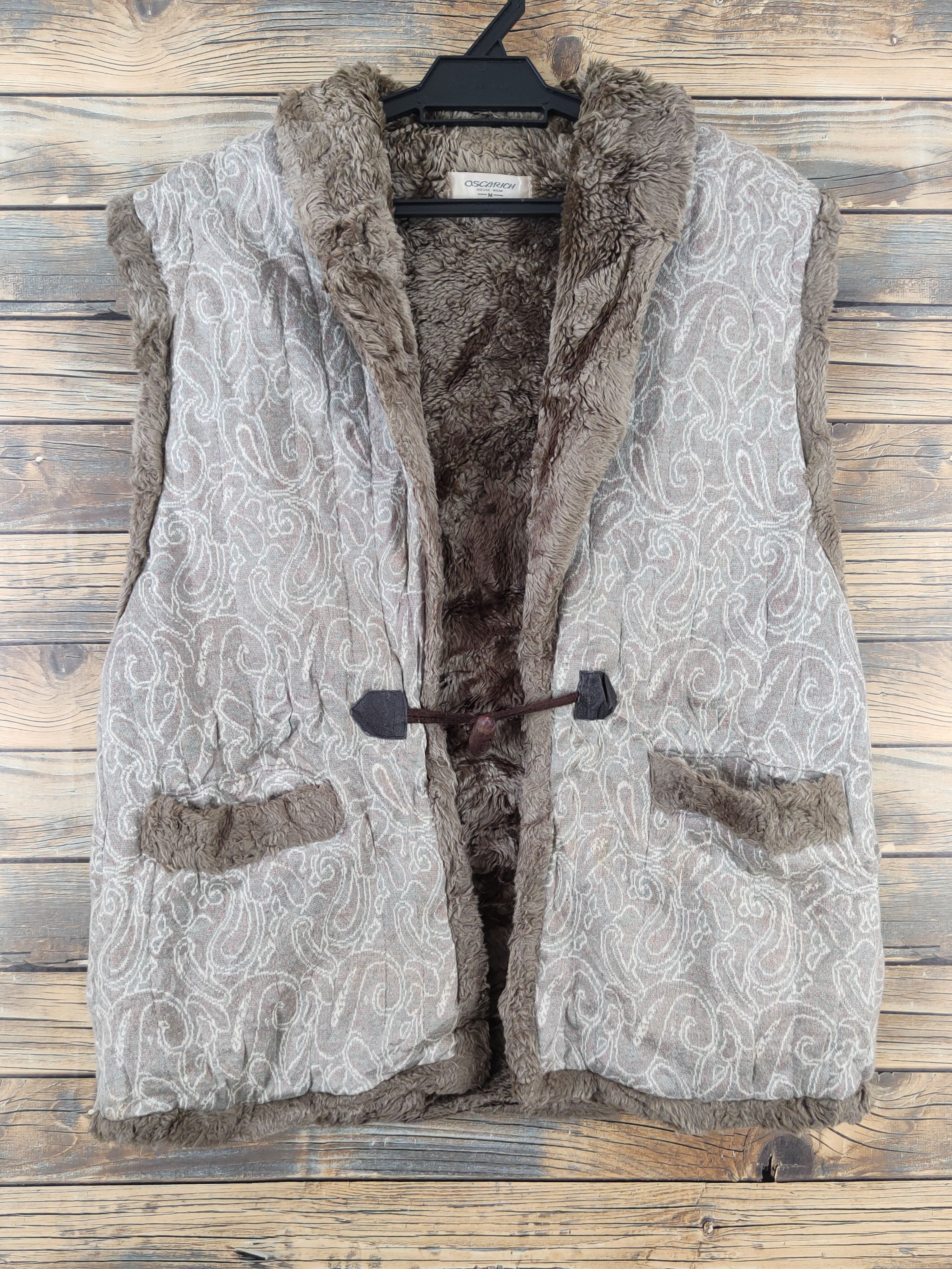 Japanese Brand × Vintage Retro Vintage 💥 Oscarich Brown Toggle Vests (Furr fabric) Size US M / EU 48-50 / 2 - 1 Thumbnail