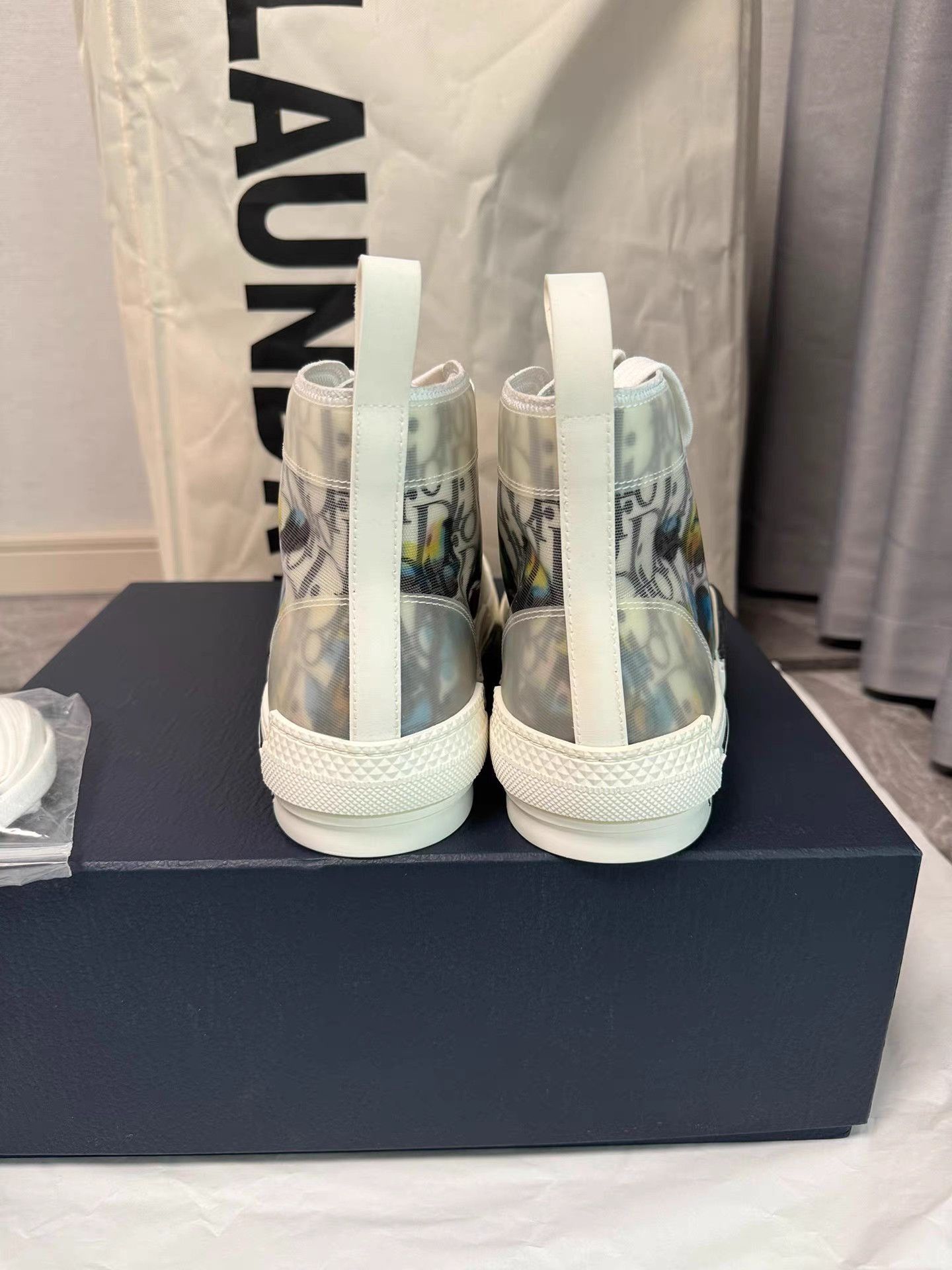 Dior White High-Top Sneakers with Pattern, Size 7 Size US 7 / EU 40 - 1 Thumbnail