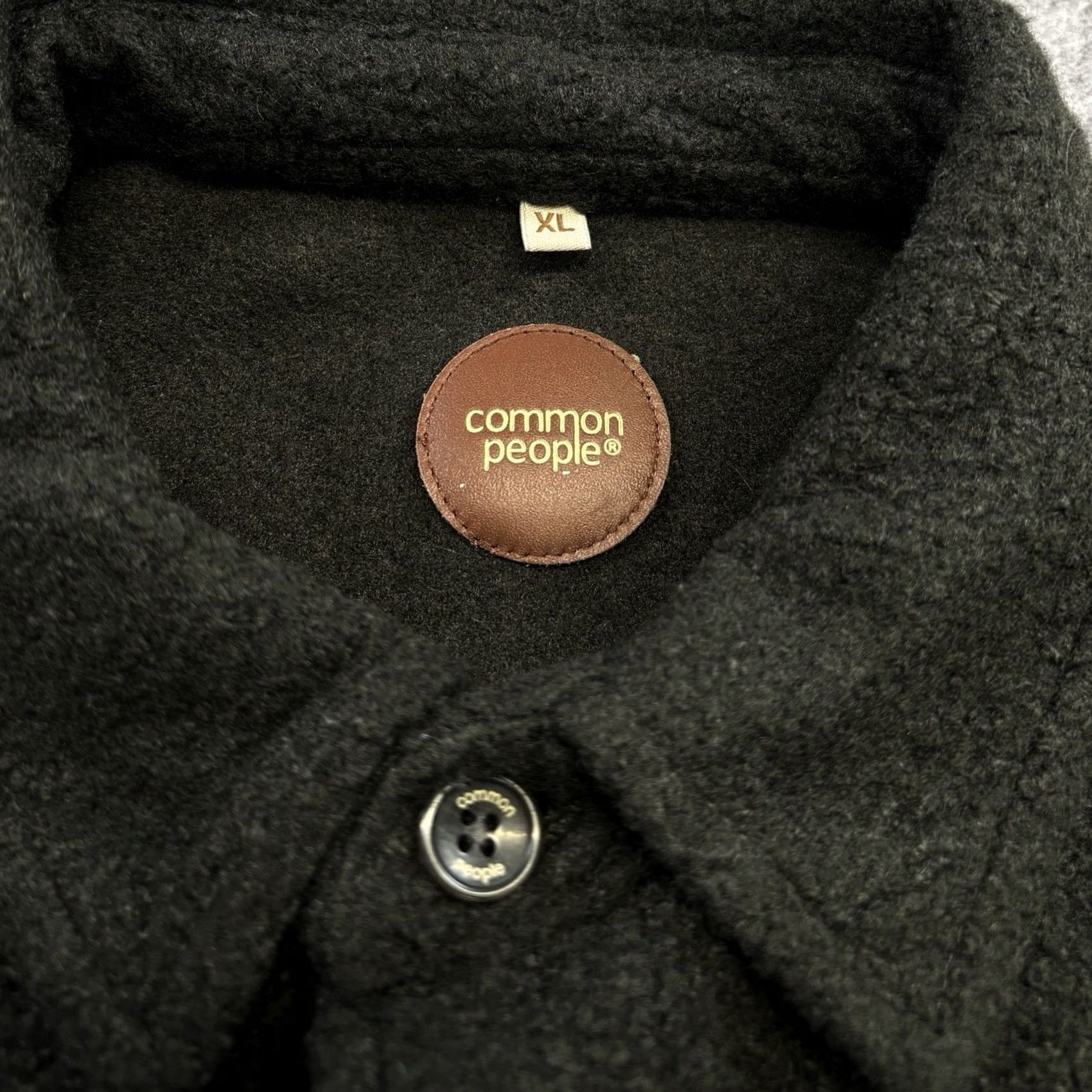 Vintage Common People Fleece Overshirt Shacket XL Mens Dark Khaki Button Up Regular Fit Vintage No Size US XL / EU 56 / 4 - 5 Thumbnail