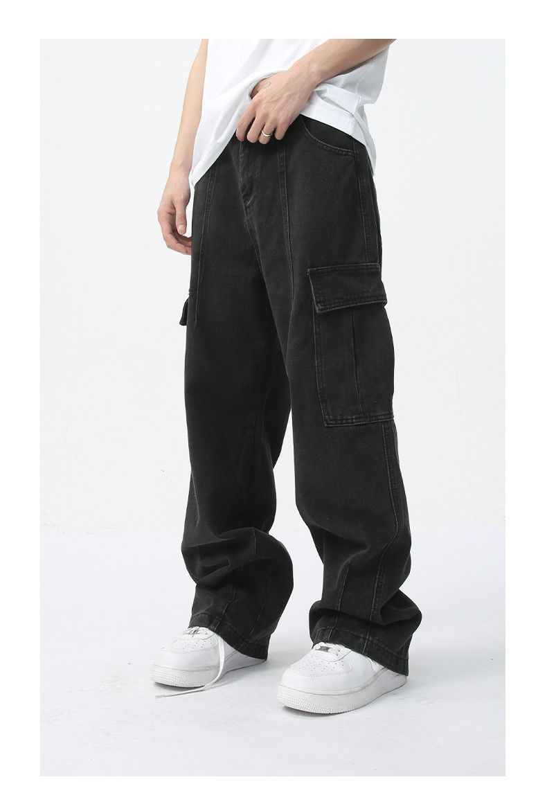 Japanese Brand Men's straight-leg casual pocket retro washed work jeans Size US 32 / EU 48 - 2 Thumbnail