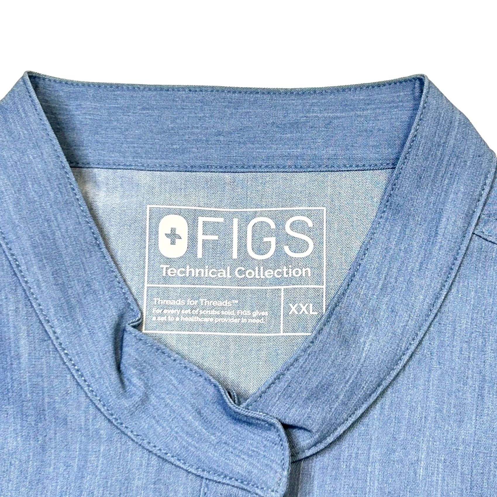 Vintage FIGS Scrub Top Shirt Womens 2XL Blue Solid Modern Raphaela Scrub Top 2XL Womens Blue FIGS Size XXL / US 16-18 / IT 52-54 - 6 Thumbnail